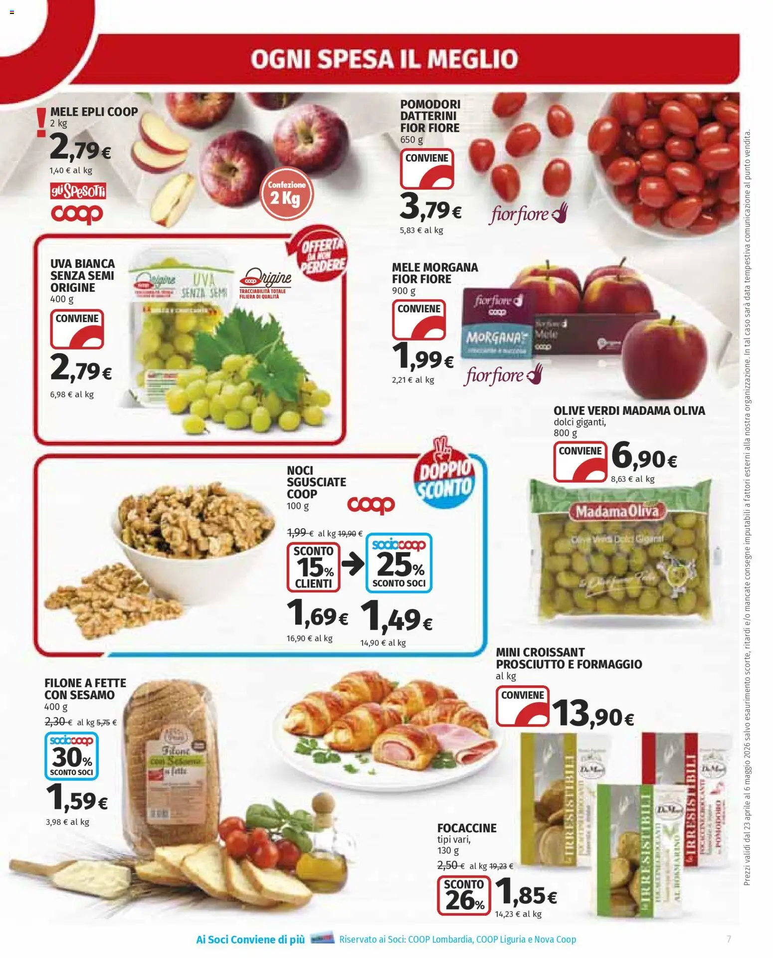 Volantino Ipercoop del 23.04.2026 | Pagina: 7 | Prodotti: Mele, Formaggio, Olive, Noci