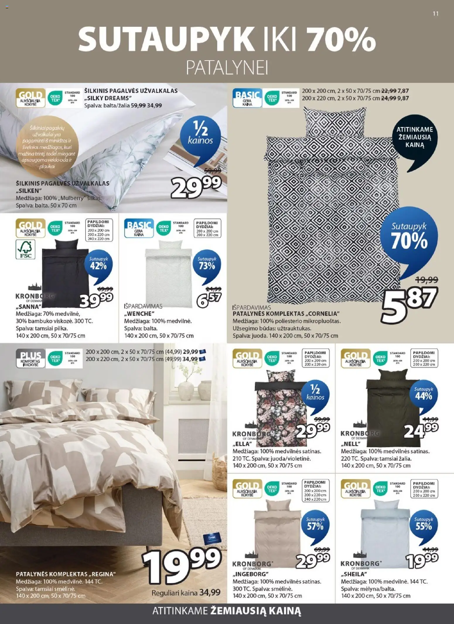 JYSK akcijos nuo 17.02.2026 | Puslapis: 11 | Prekių: Patalynės komplektas, Užvalkalas