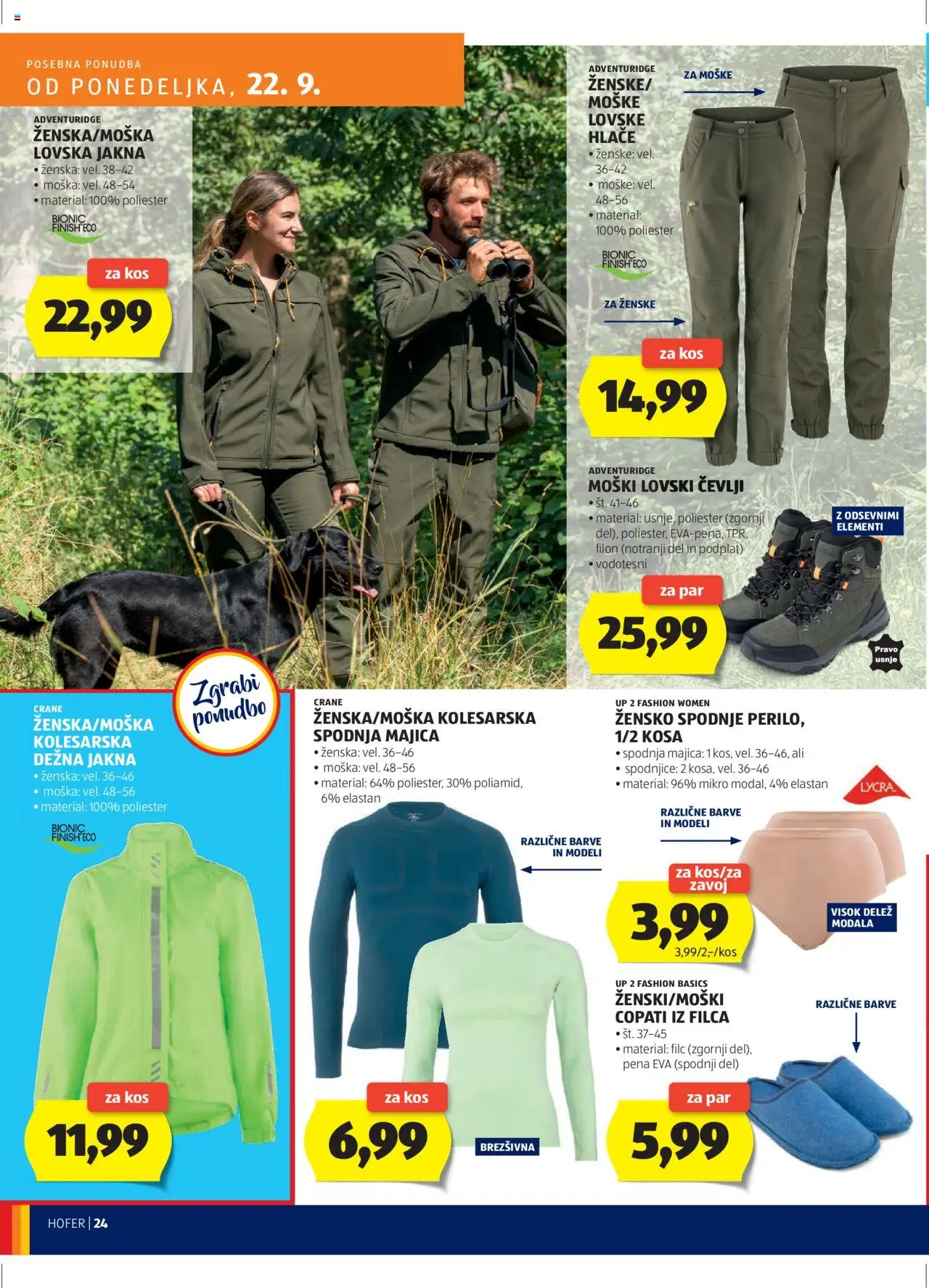 Hofer SI katalog | vrijedi od 18.09.2025 | Stranica: 24 | Proizvodi: Majica, Jakna, Hlače, Finish