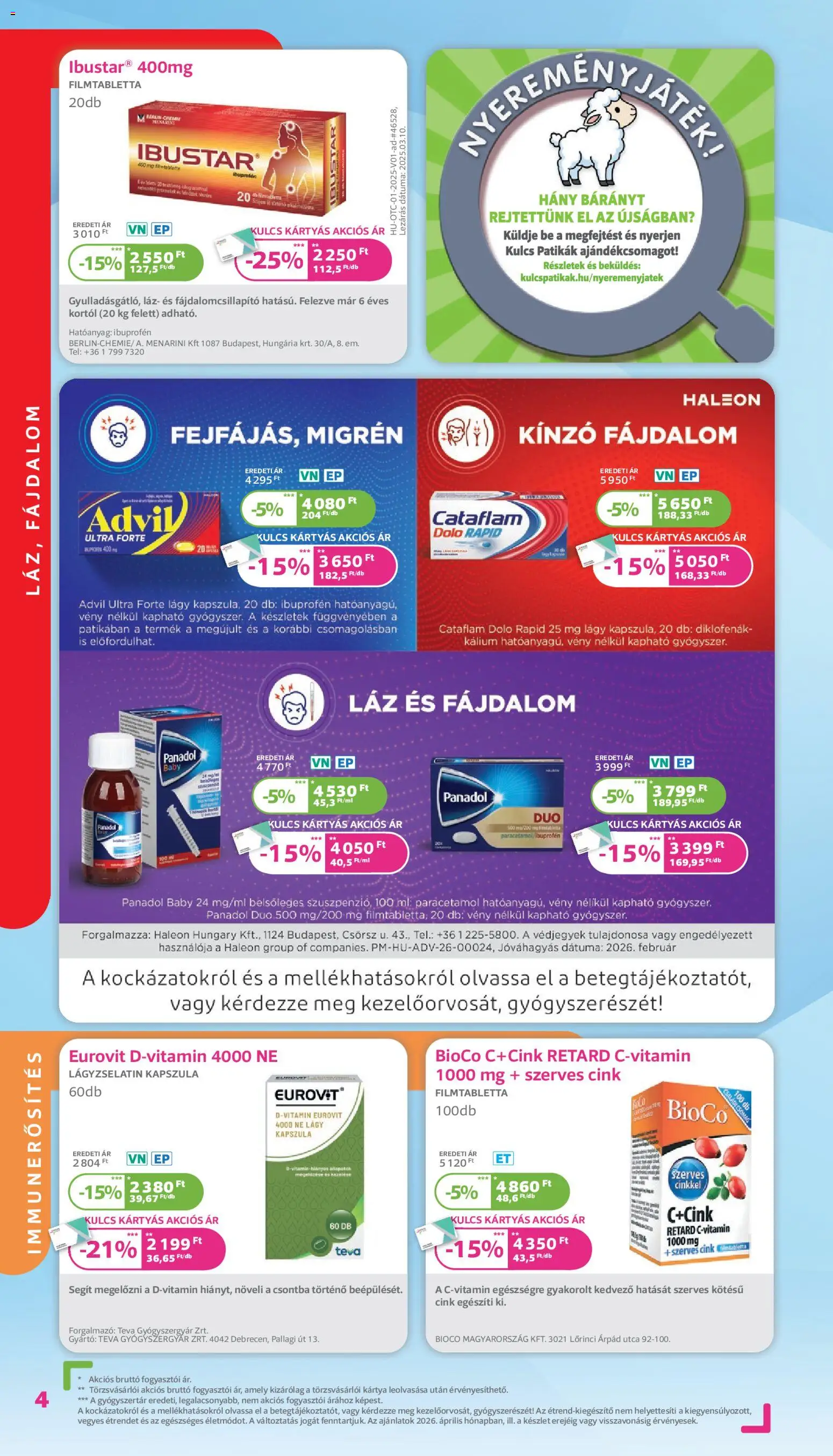 Kulcs Patika akciós ujság - amely érvényes a következő dátumtól: 01.04.2026 | Oldal: 4