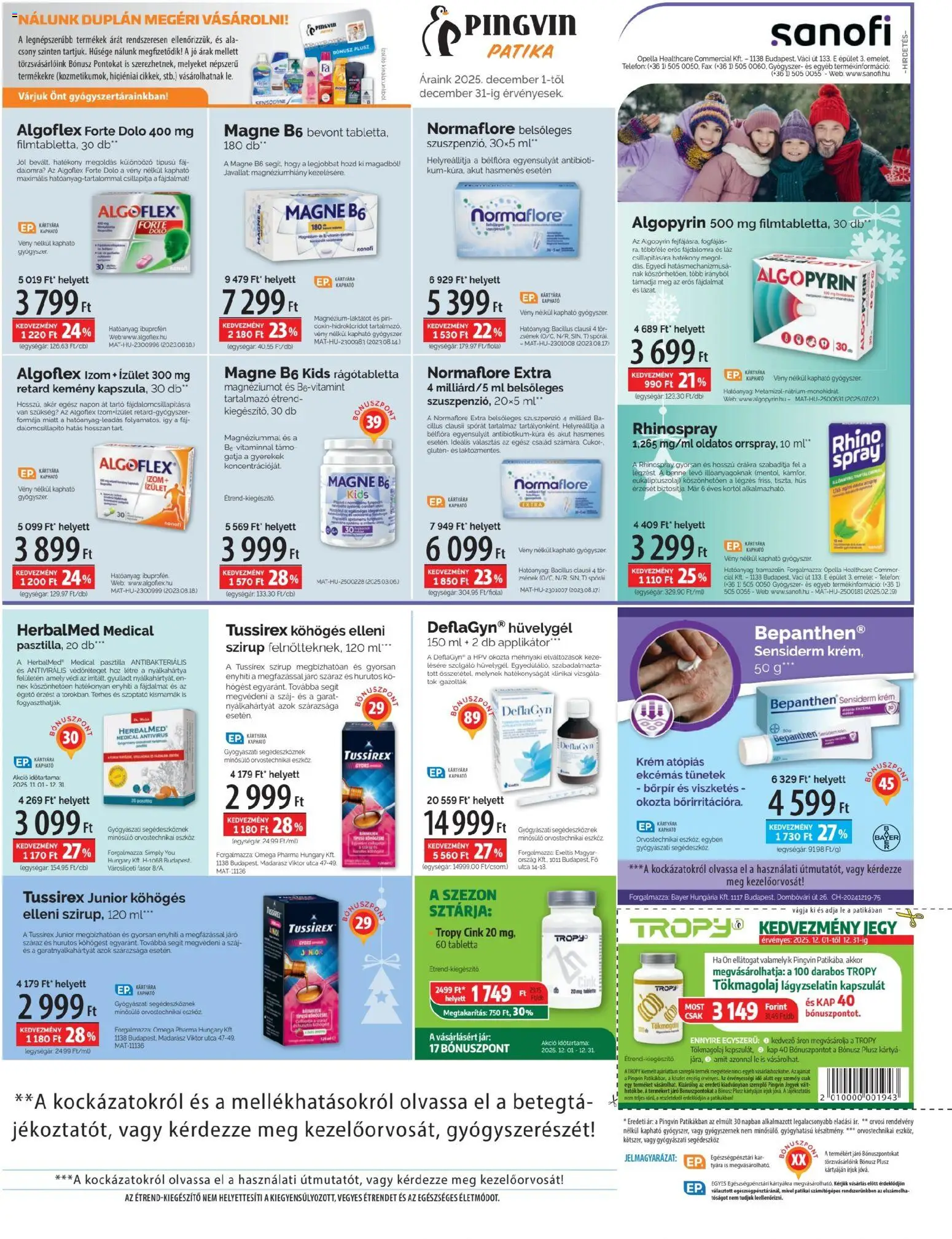 Pingvin Patika akciós ujság - amely érvényes a következő dátumtól: 01.12.2025 | Oldal: 3 | Termékek: Telefon, Hús, Tök, Cukor