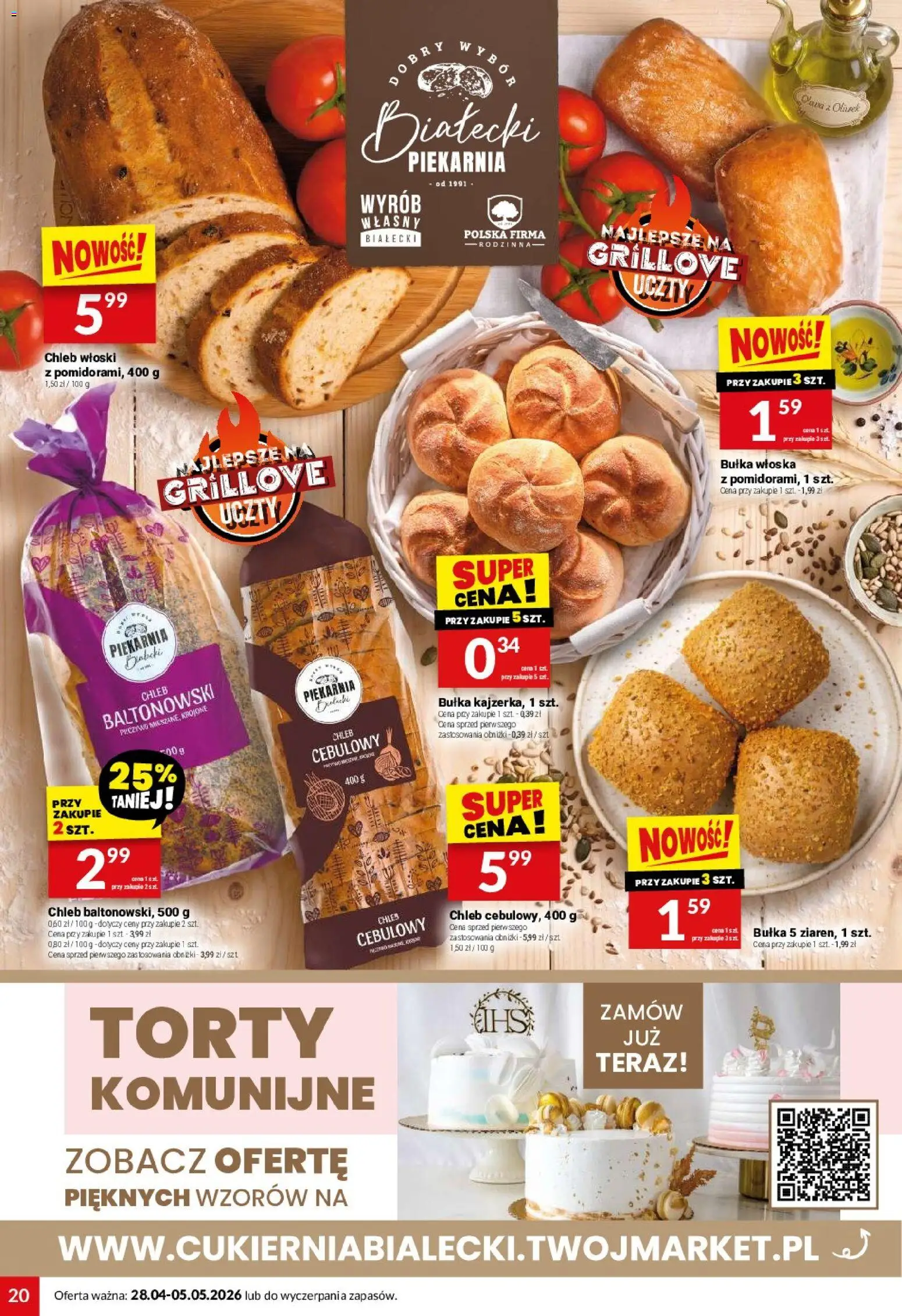 Twój Market gazetka od 28.04.2026 | Strona: 20 | Produkty: Piekarnia, Bułka, Chleb