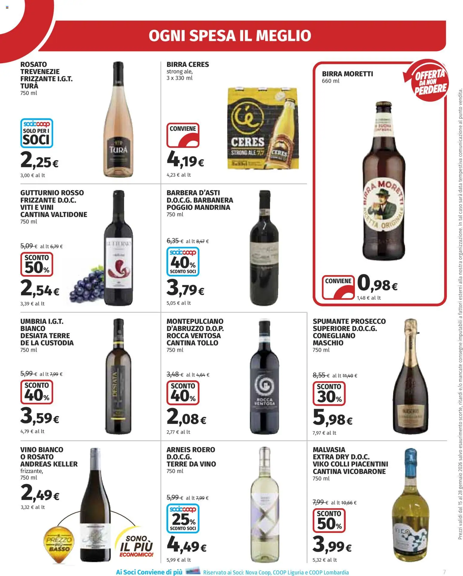 Volantino Ipercoop del 15.01.2026 | Pagina: 7 | Prodotti: Birra, Birra Moretti, Ceres, Spumante
