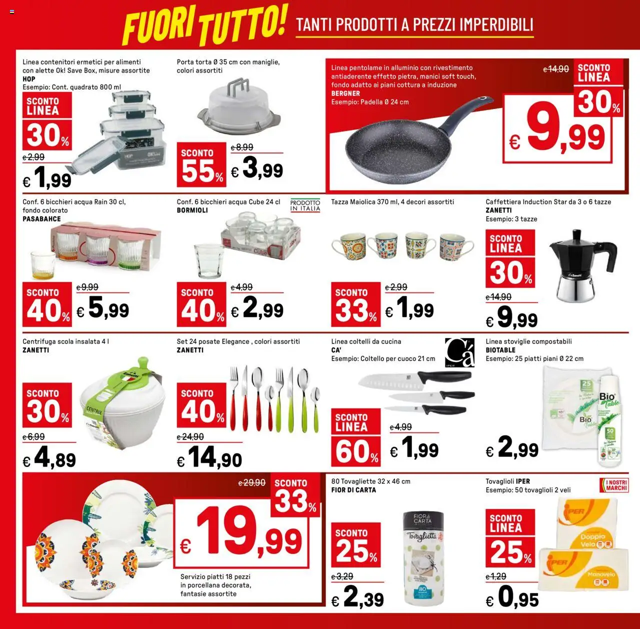 Volantino Iper del 11.08.2025 | Pagina: 34 | Prodotti: Posate, Centrifuga, Padella, Tovagliette