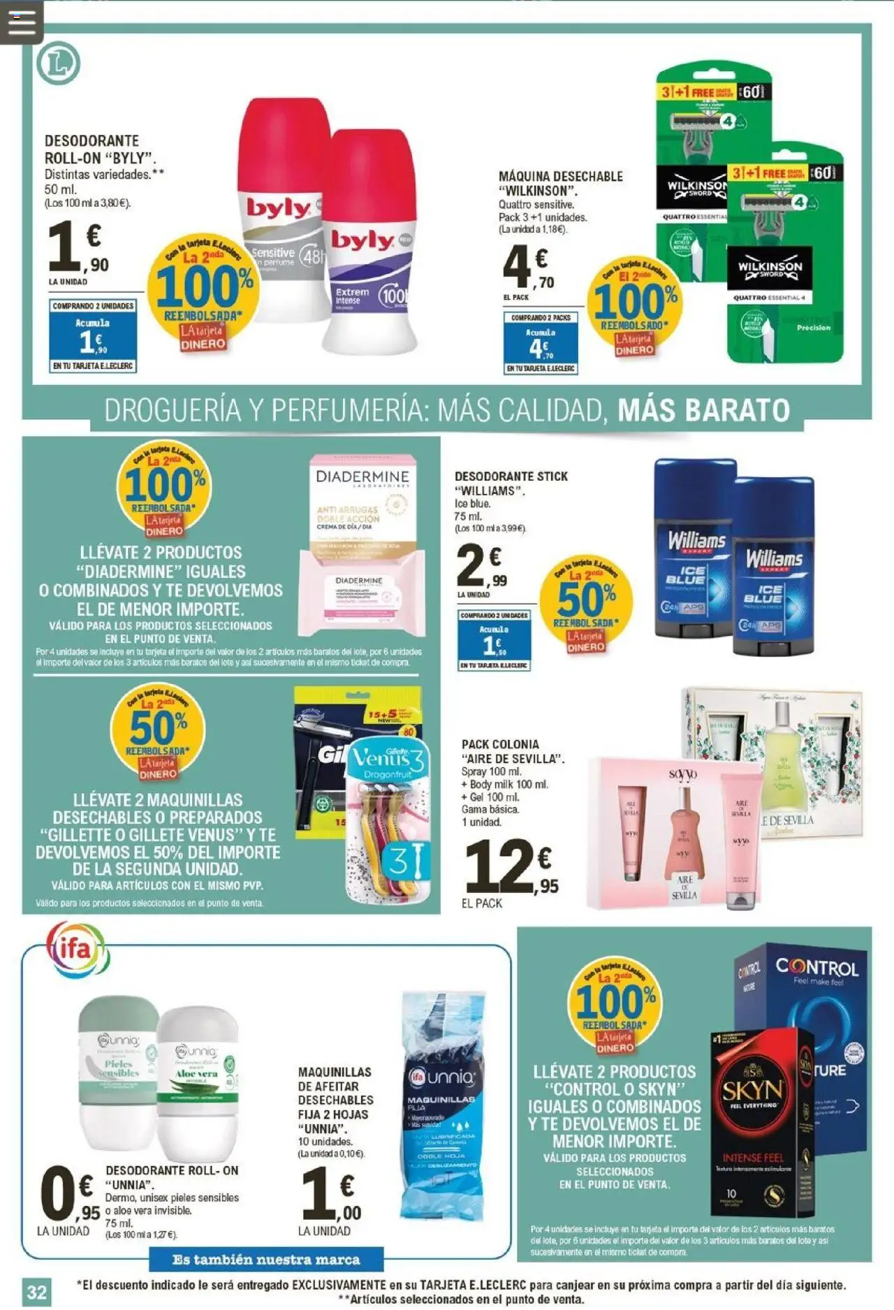E.Leclerc folleto │ válido desde el 13.08.2025 | Página: 32 | Productos: Colonia, Desodorante, Té, Body
