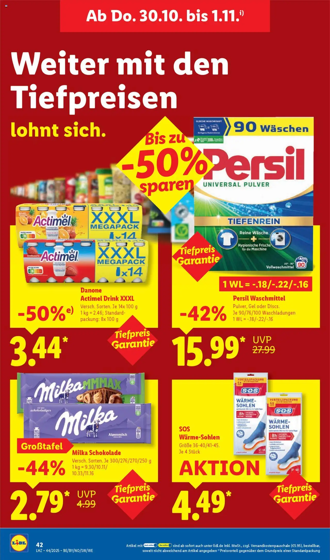 Lidl Prospekt Gundelsheim – gültig ab 27.10.2025 | Seite: 62 | Produkte: Actimel, Schokolade, Milka schokolade, Waschmittel