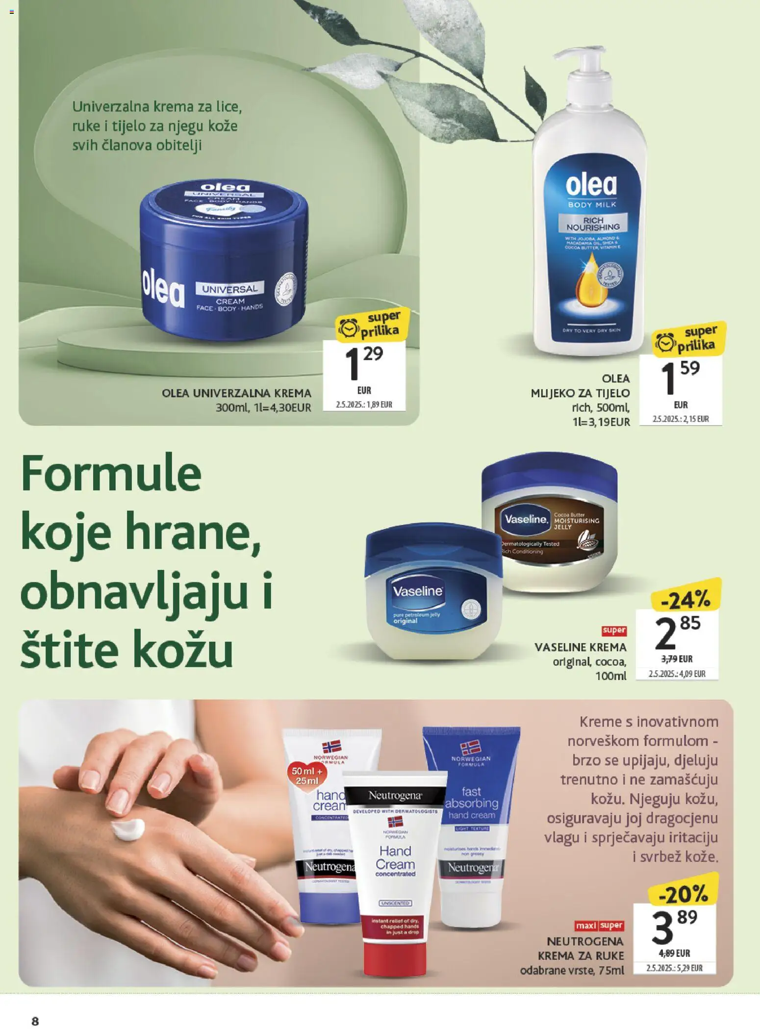 Konzum katalog | vrijedi od 03.02.2026 | Stranica: 8 | Proizvodi: Mlijeko, Mlijeko za tijelo, Krema za ruke, Krema