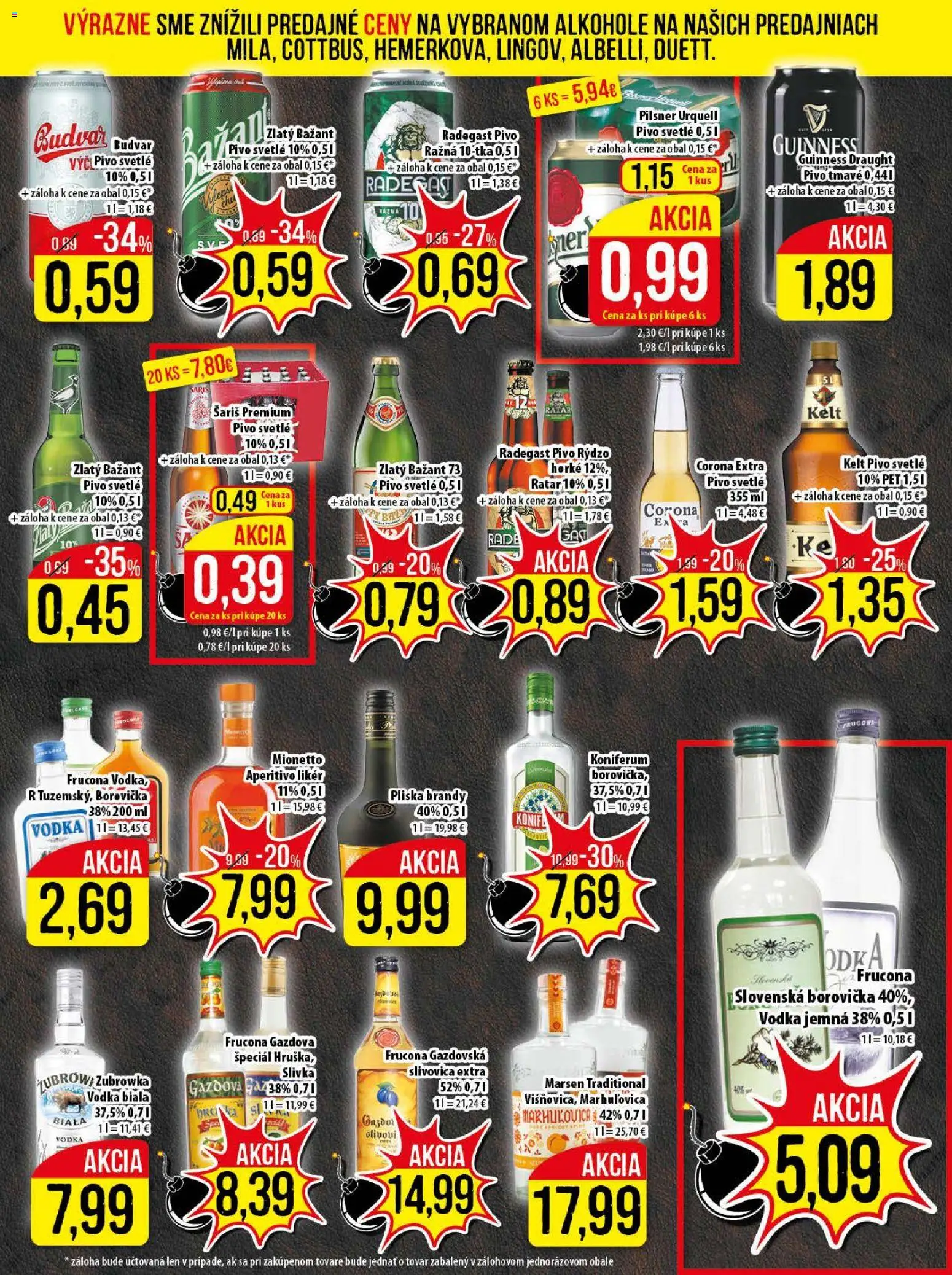 Nové Klas akcie – leták je platný od 10.11.2025 | Strana: 20 | Produkty: Pilsner Urquell, Borovička, Budvar, Šariš