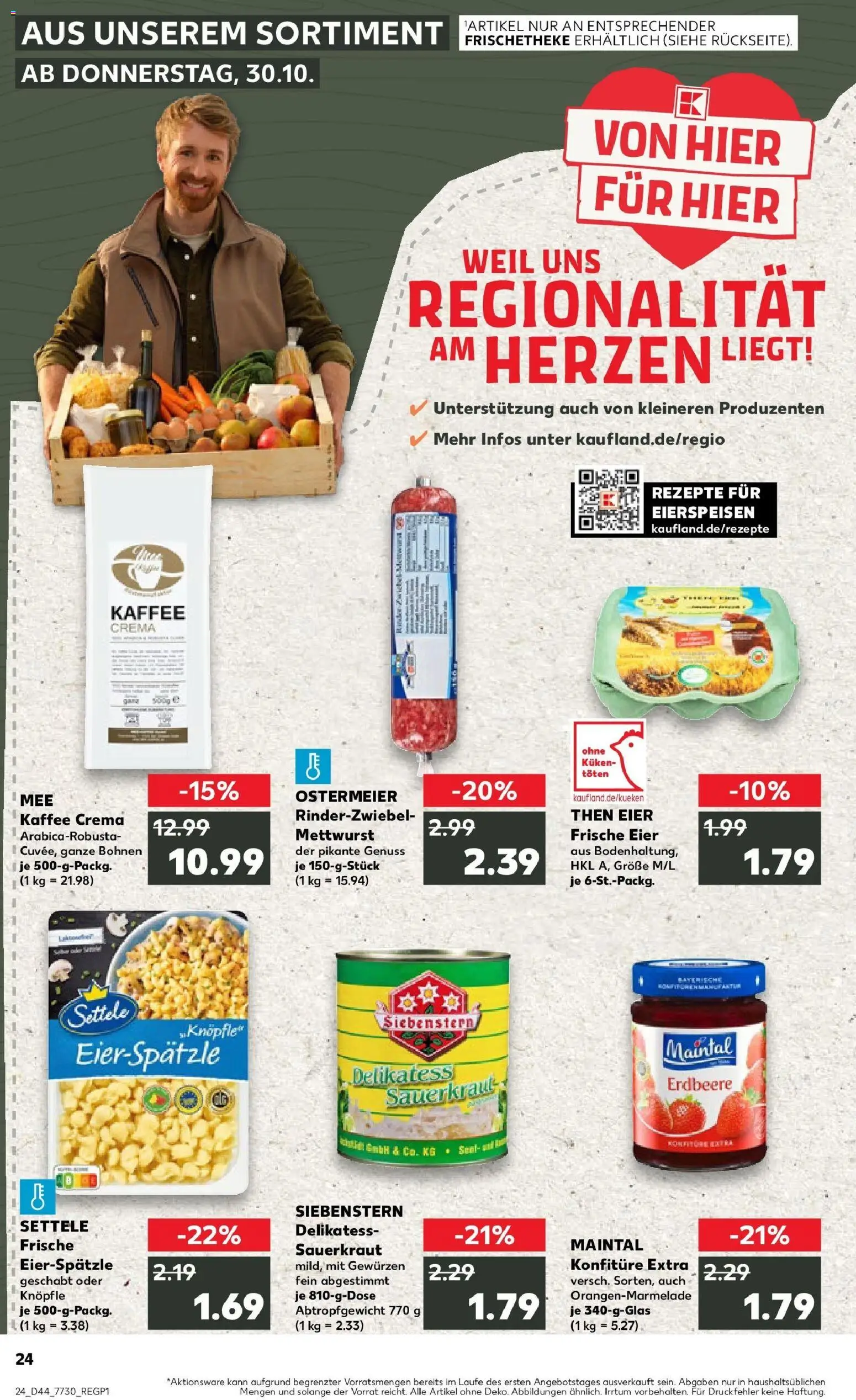 Kaufland prospekt Bad Kissingen	 – gültig ab 30.10.2025 | Seite: 24 | Produkte: Eier, Kaffee, Pasta