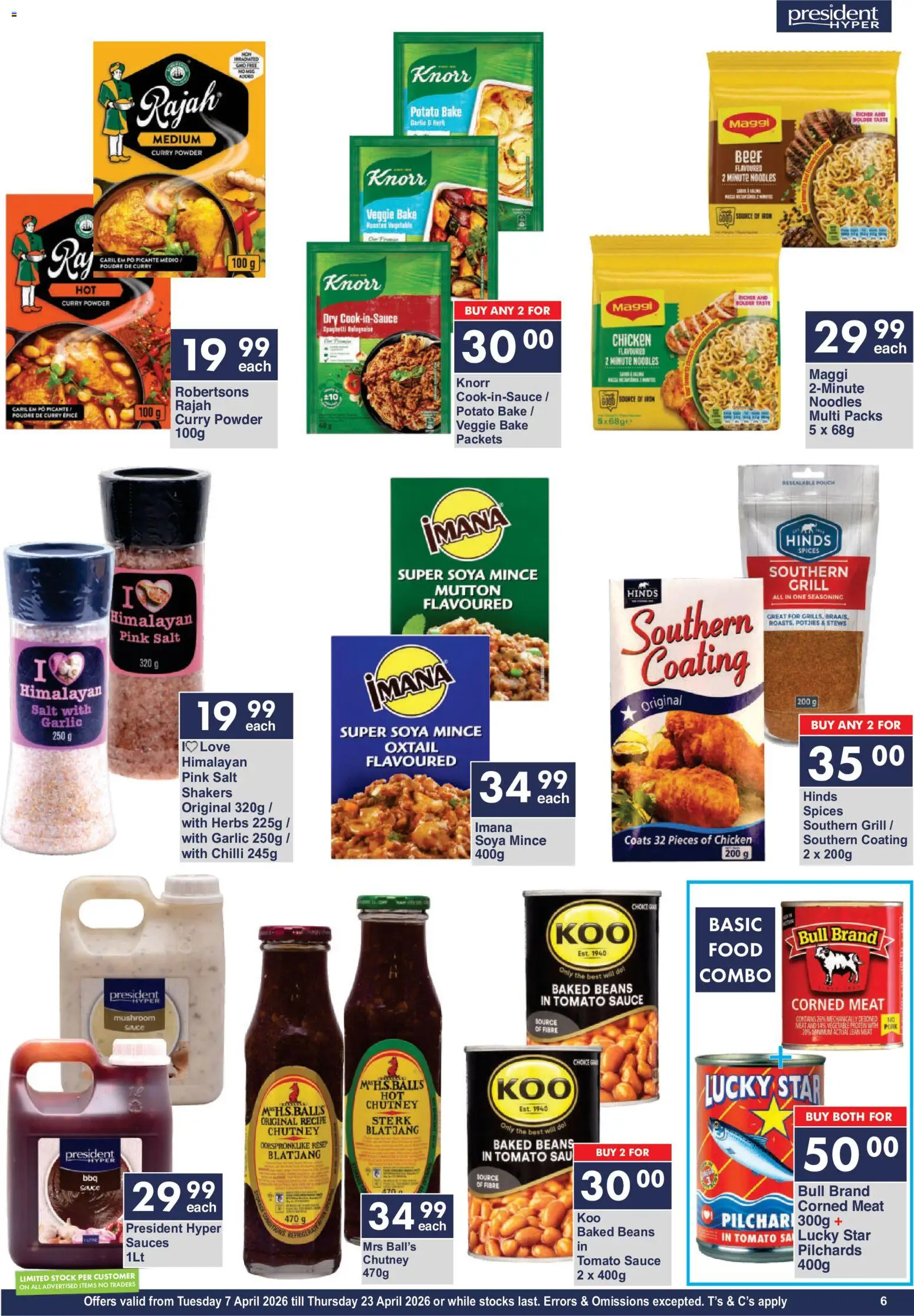 New President Hyper catalogue – valid from 07.04.2026 | Page: 6 | Products: Corned meat, Chicken, Spices, Herbs