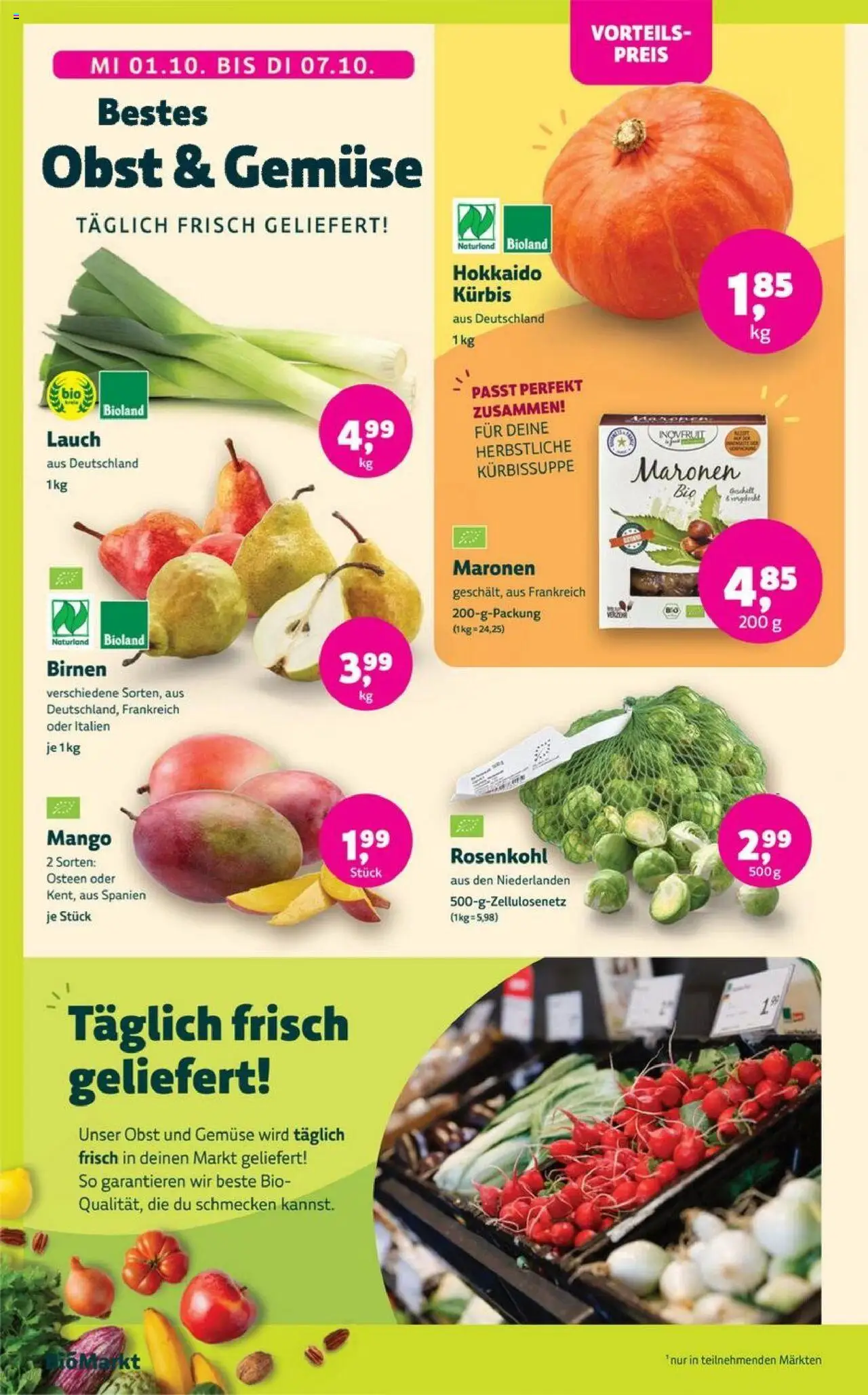 Denns BioMarkt Angebote – gültig ab 24.09.2025 | Seite: 2 | Produkte: Gemüse, Obst, Mango, Kürbis