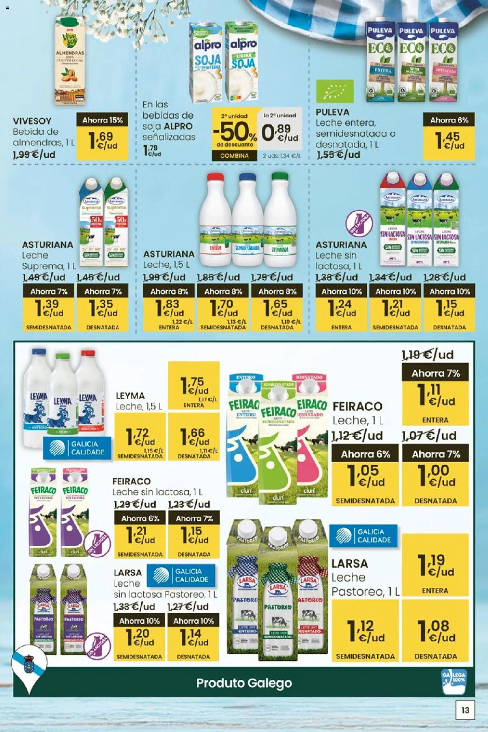 Eroski Quieres ahorrar conmigo │ válido desde el 16.04.2026 | Página: 13 | Productos: Leche sin lactosa, Leche, Bebida de soja