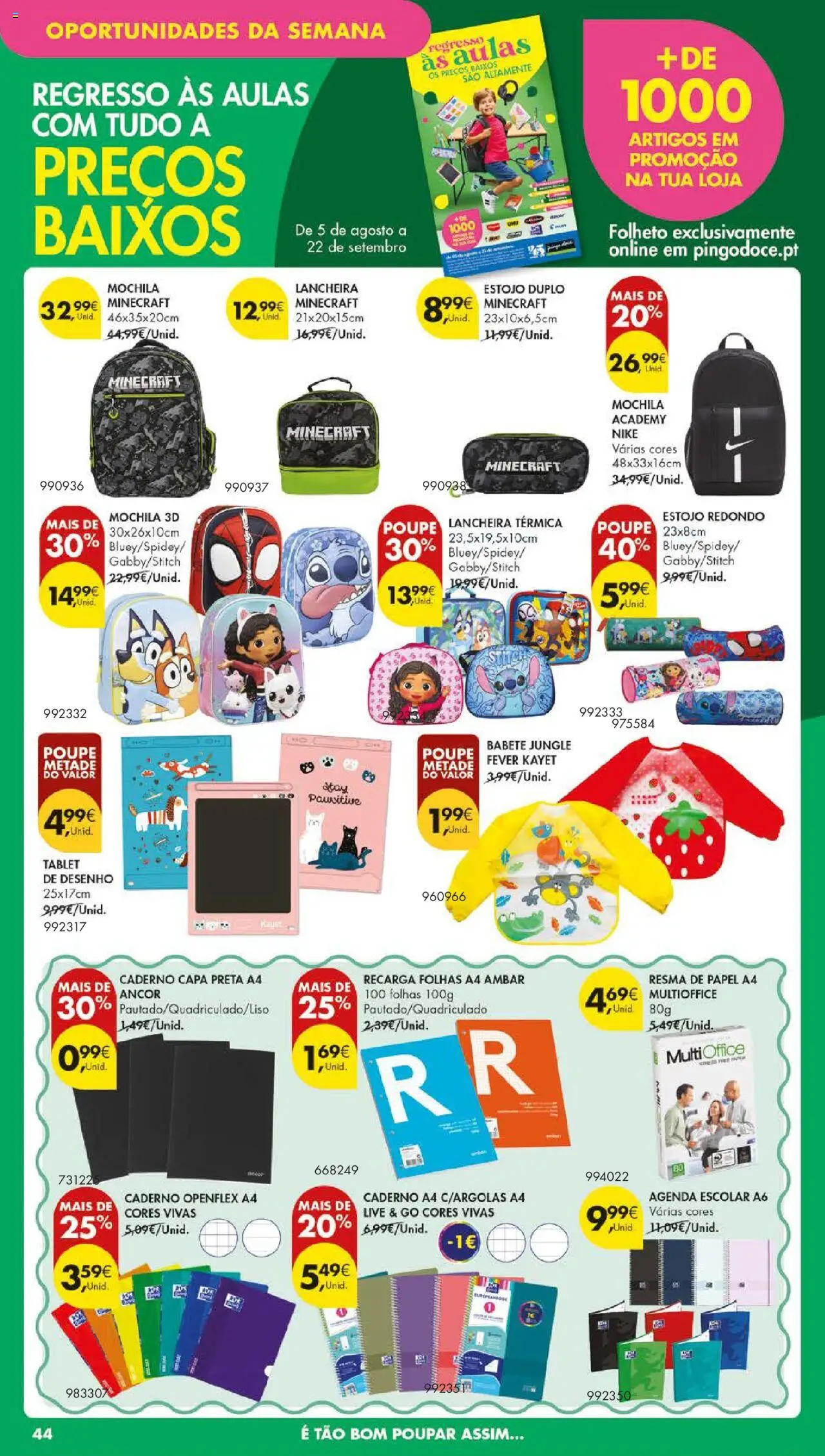 Pingo Doce folheto │ válido de 12.08.2025 | Página: 52 | Produtos: Mochila, Caderno, Notebook, Tablet