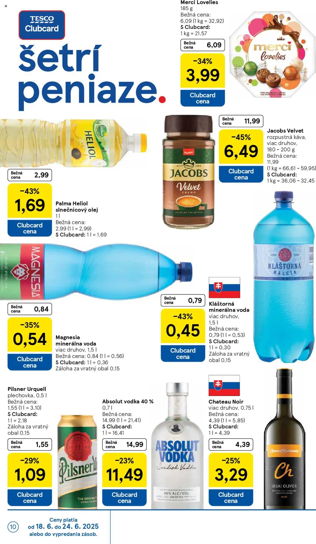 Tesco Hypermarket - leták │ platný od 18.06.2025 | Strana: 10 | Produkty: Slnečnicový olej, Magnesia, Vodka, Absolut vodka