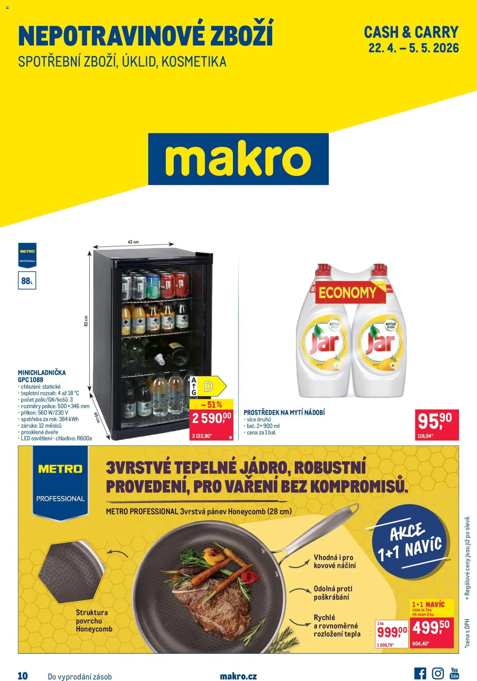 Makro leták - Nepotravinové zboží od 22.04.2026 | Strana: 1 | Produkty: Prostředek na mytí nádobí, Pánev, Nádobí, Police