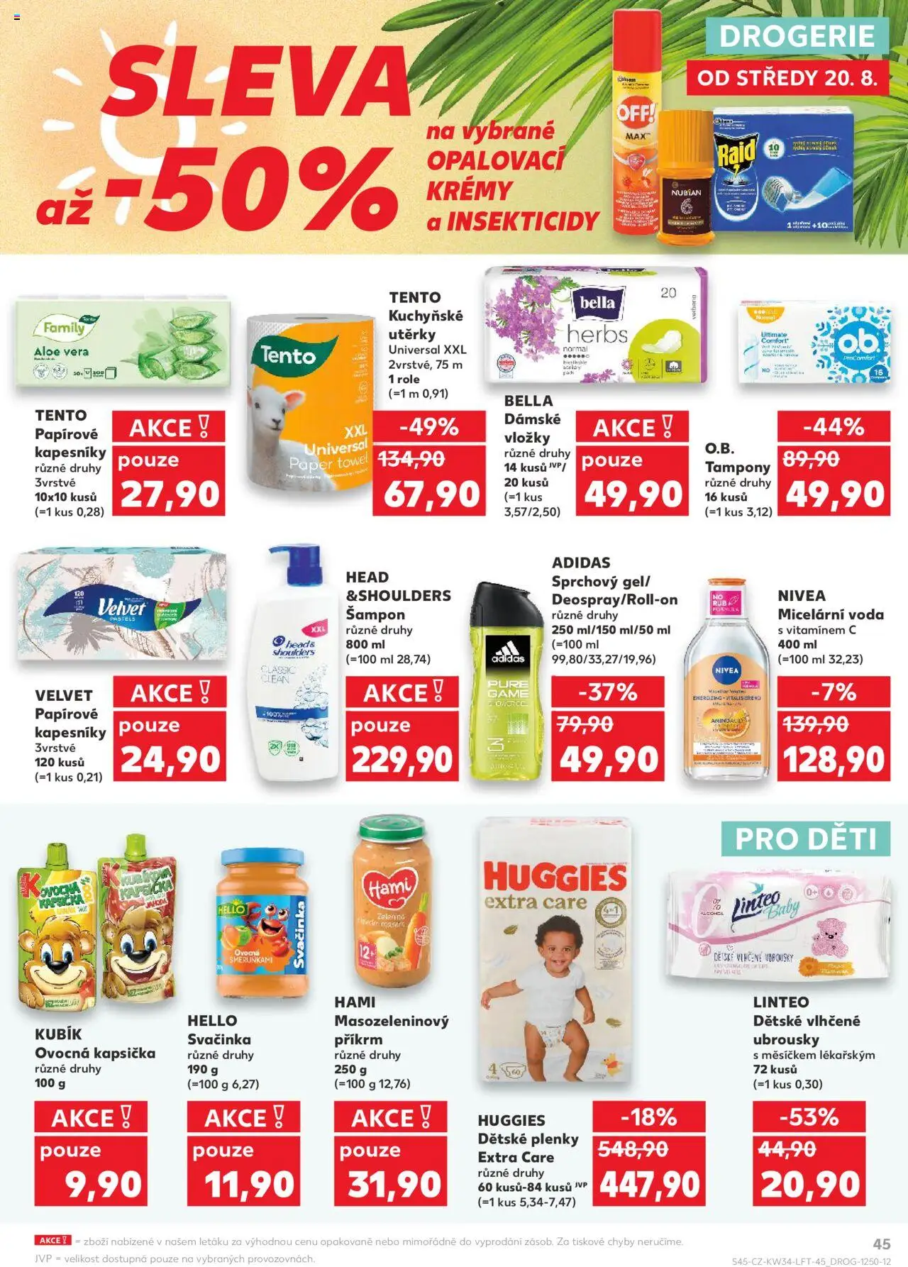 Kaufland leták - Ostrava od 20.08.2025 | Strana: 45 | Produkty: Kuchyňské utěrky, Příkrm, Plenky, Hami