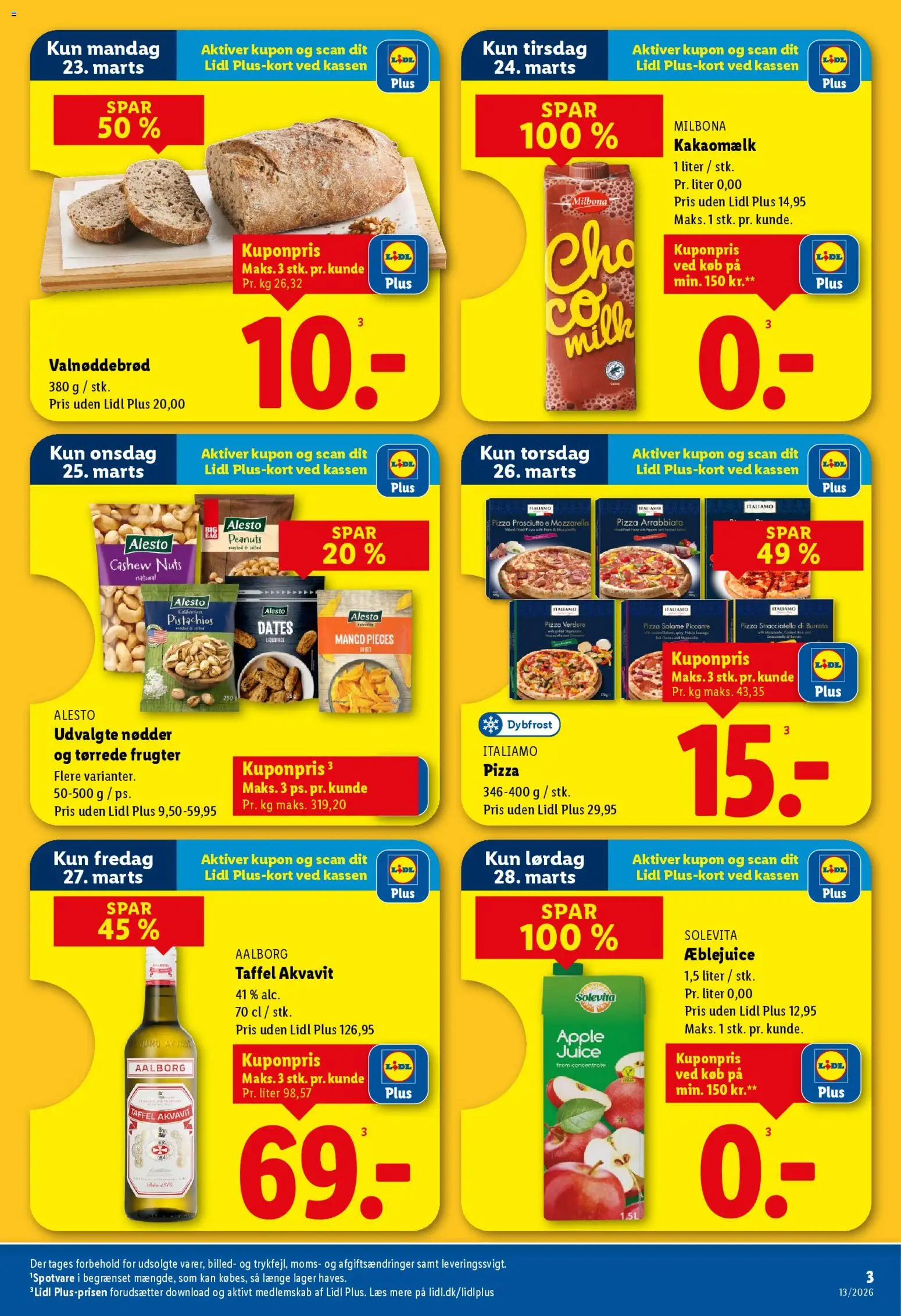Lidl tilbudsavis – gyldig fra 26.03.2026 | Side: 13 | Produkter: Pizza, Juice, Nødder, Søm