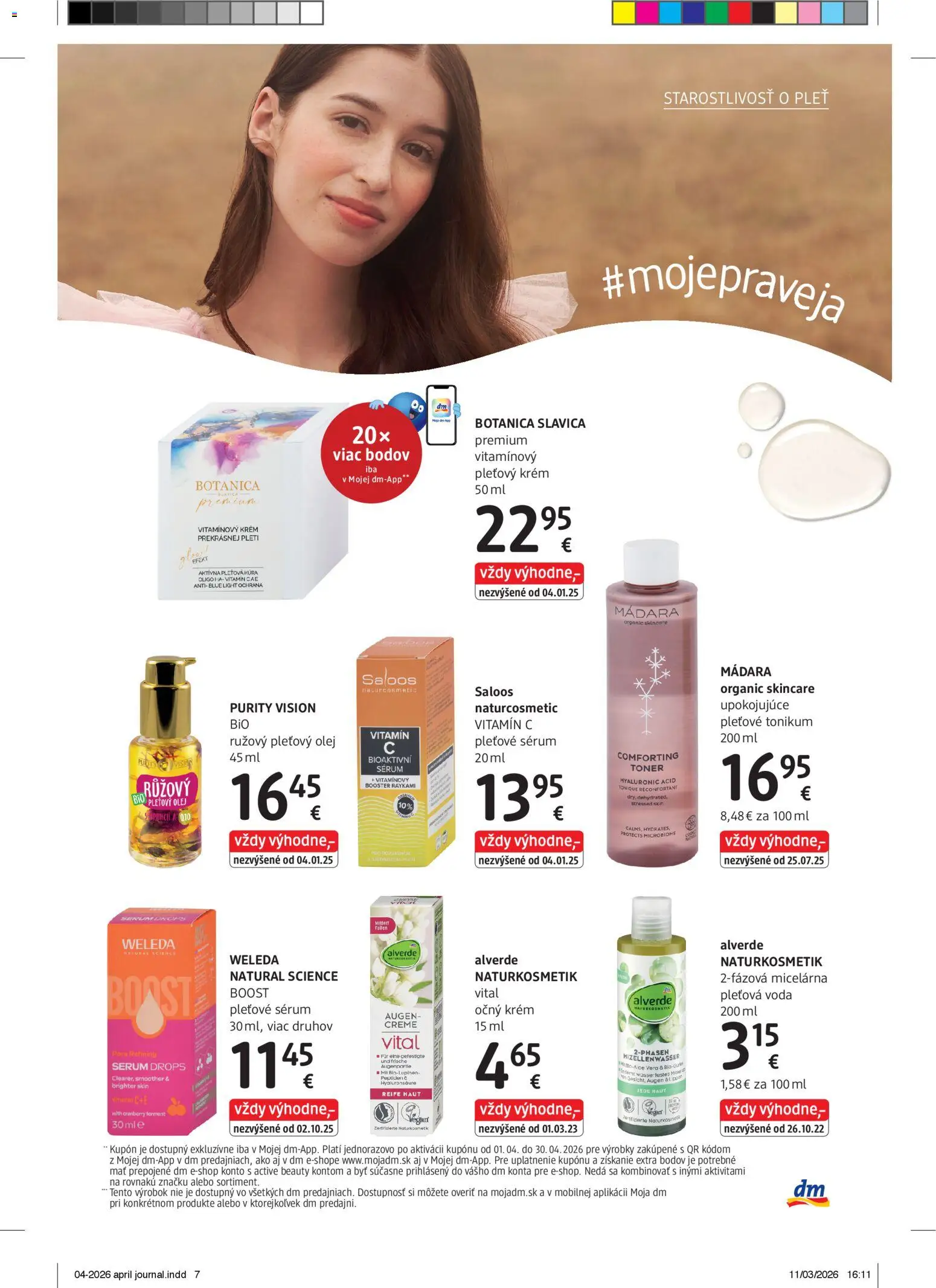 Nové dm drogerie akcie – leták je platný od 01.04.2026 | Strana: 7 | Produkty: Olej, Weleda, Voda, Toner