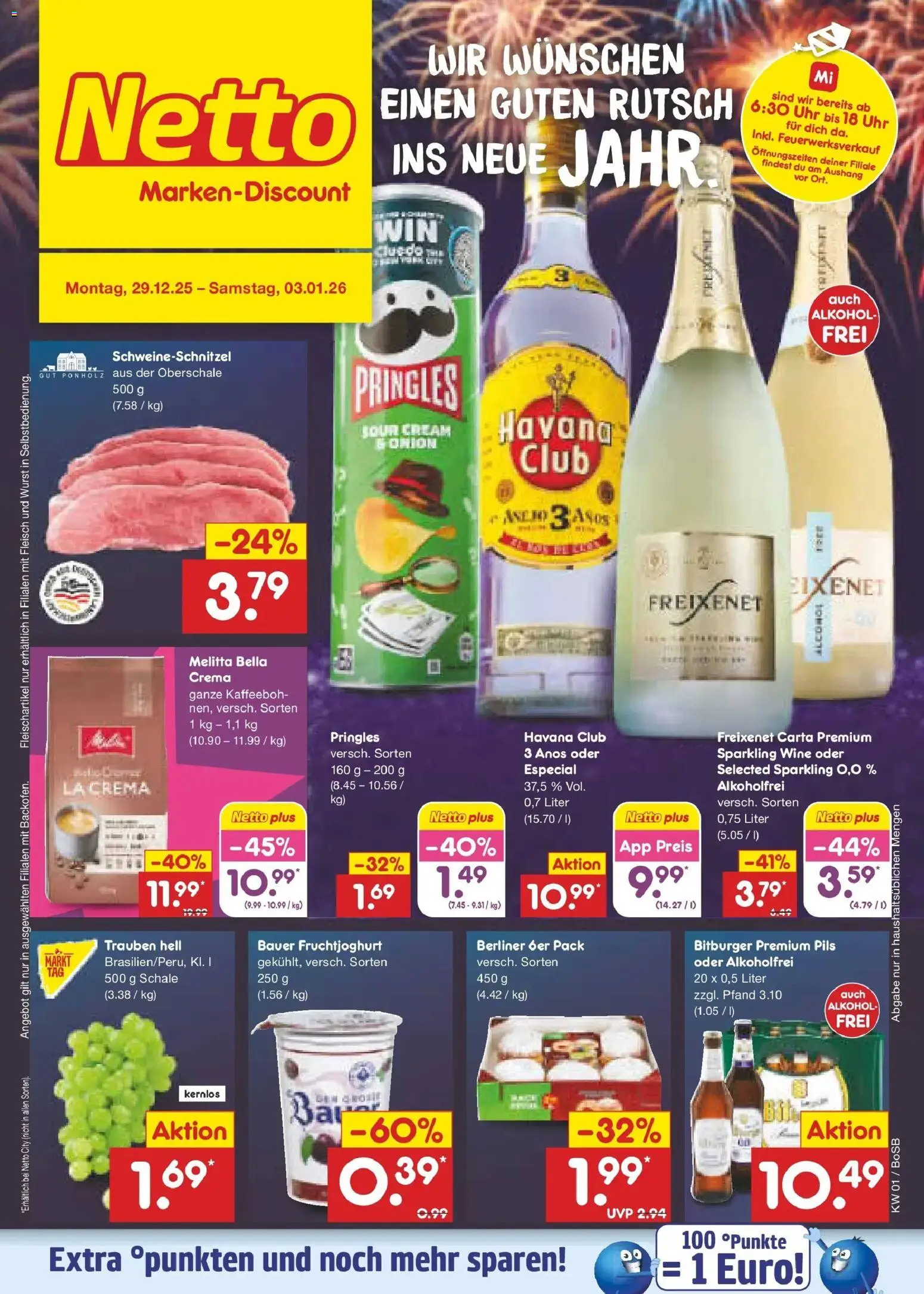 Netto Marken-Discount prospekt Stadtlohn	 – gültig ab 28.12.2025 | Seite: 1 | Produkte: Bitburger, Freixenet, Fruchtjoghurt, Uhr