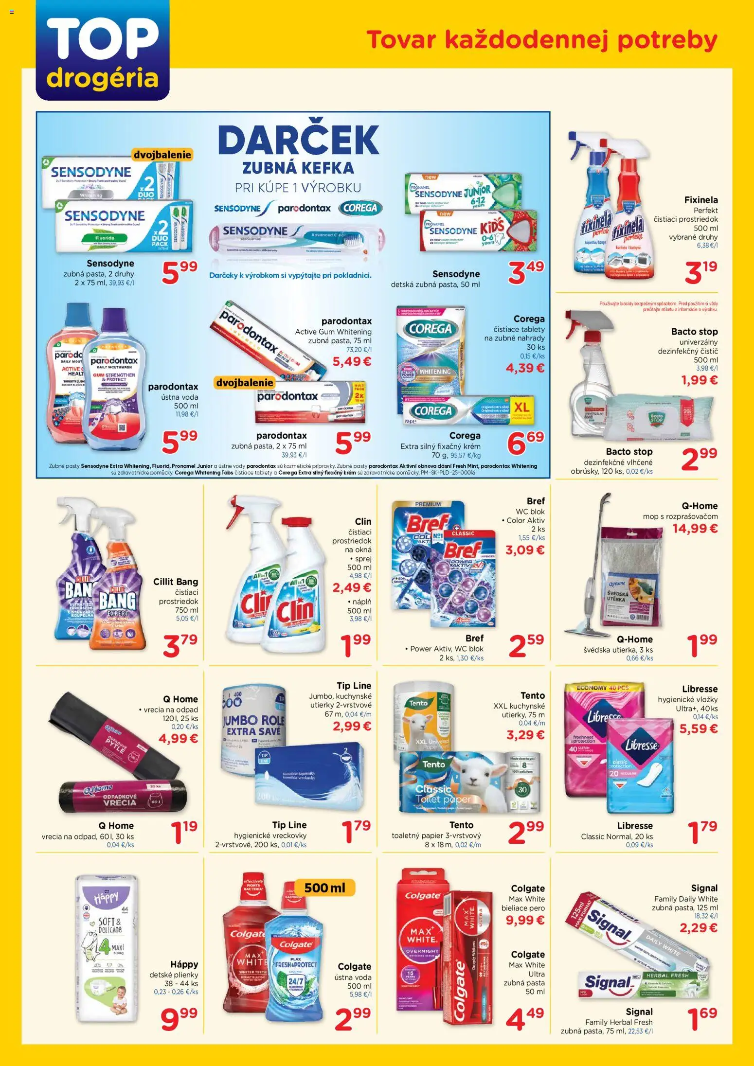Nové TOP Drogéria akcie – leták je platný od 26.01.2026 | Strana: 2 | Produkty: Zubná kefka, Pero, Voda