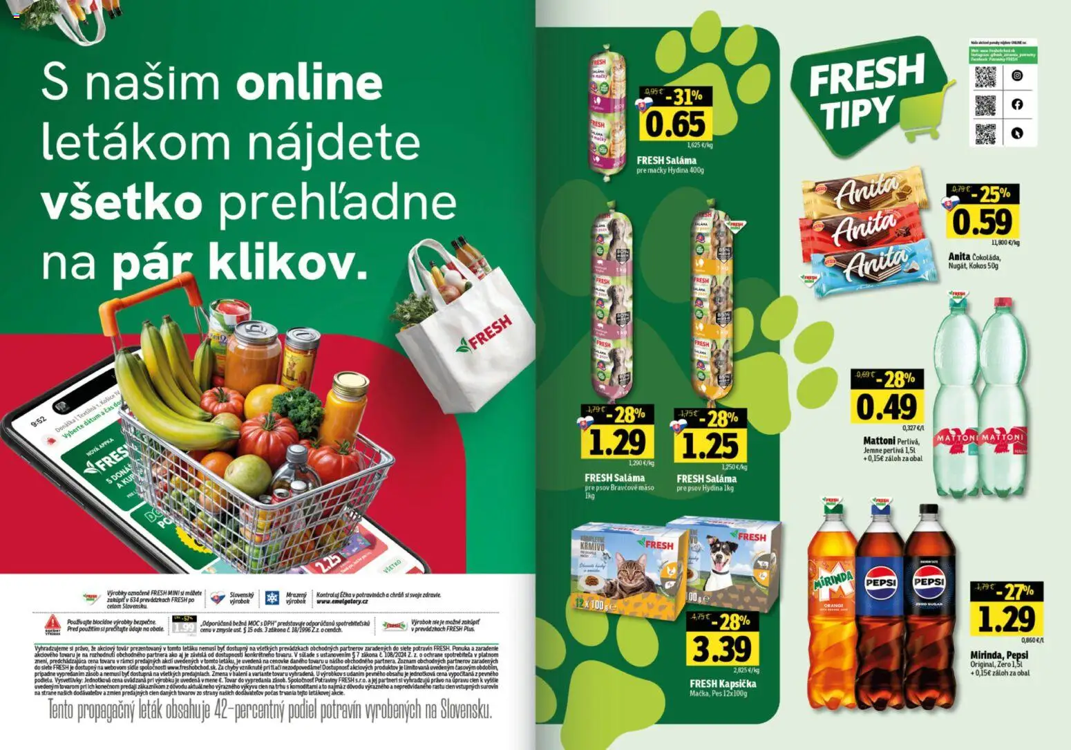 Nové Fresh akcie – leták je platný od 23.10.2025 | Strana: 31 | Produkty: Saláma, Mattoni, Pepsi, Mirinda