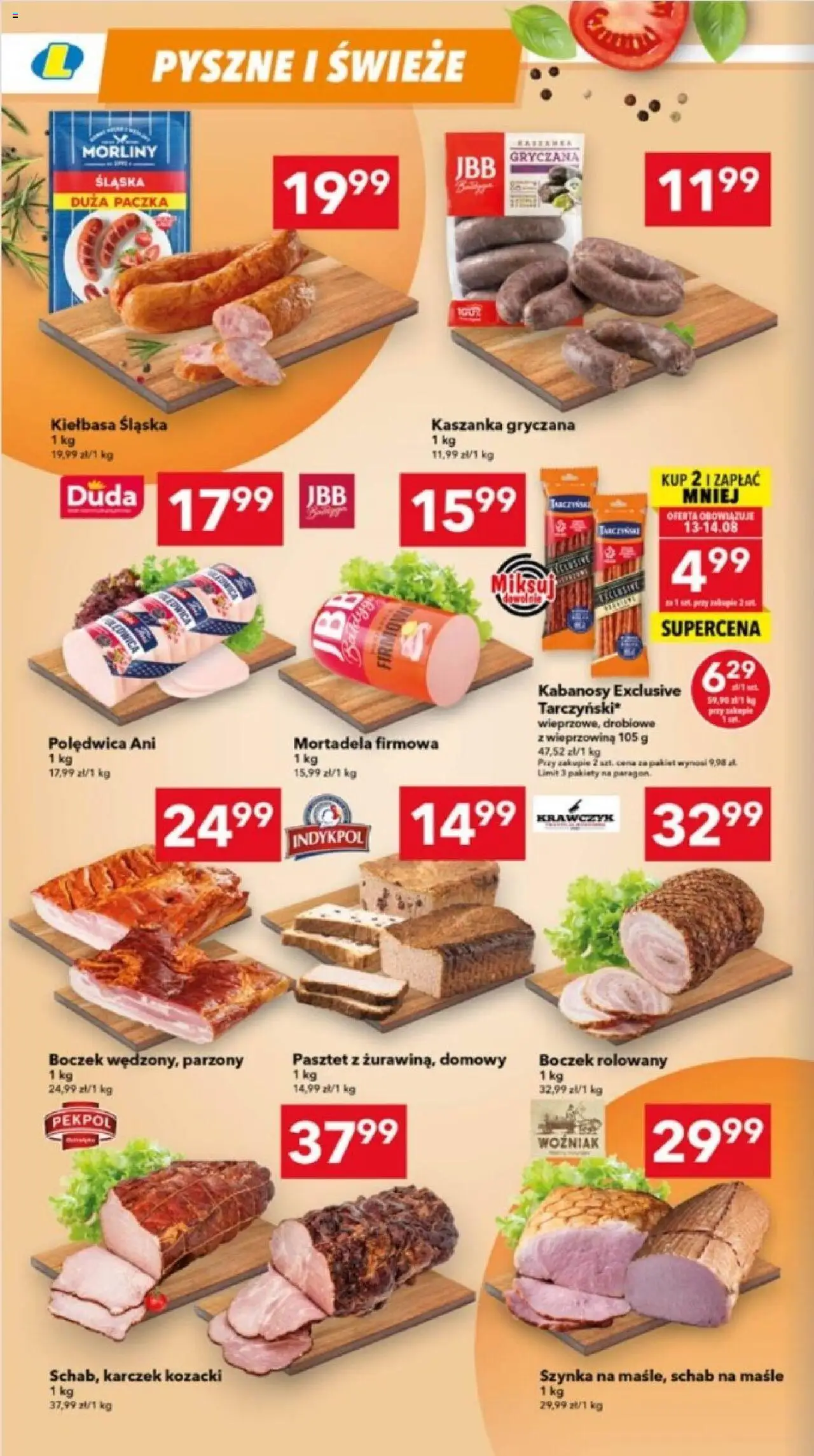 Lewiatan gazetka - Warszawa od 13.08.2025 | Strona: 2 | Produkty: Mortadela, Kaszanka, Kiełbasa śląska, Wieprzowina
