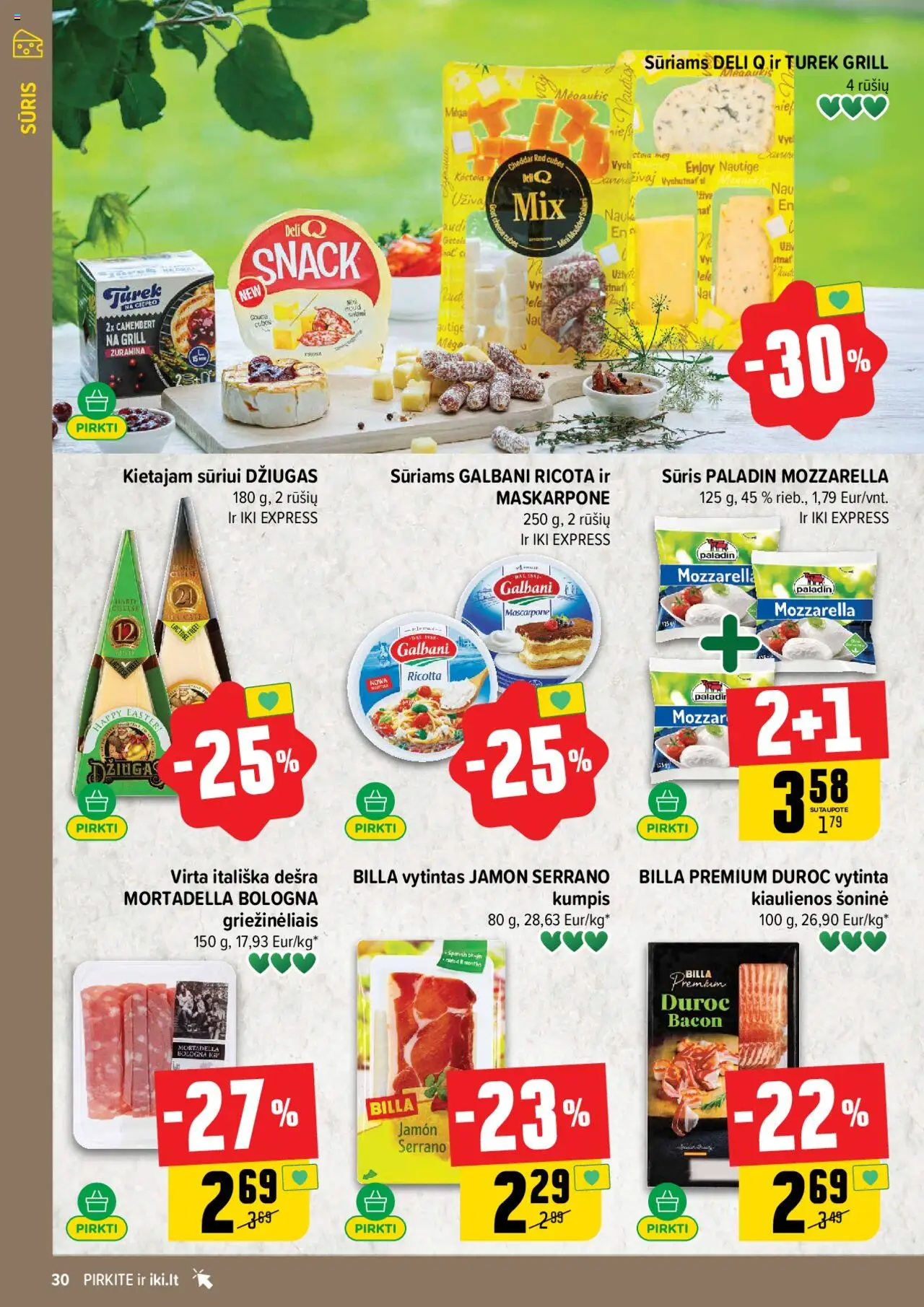 IKI leidinys│galioja nuo 14.07.2025 | Puslapis: 30 | Prekių: Kiaulienos, Sūris, Kumpis, Dešra