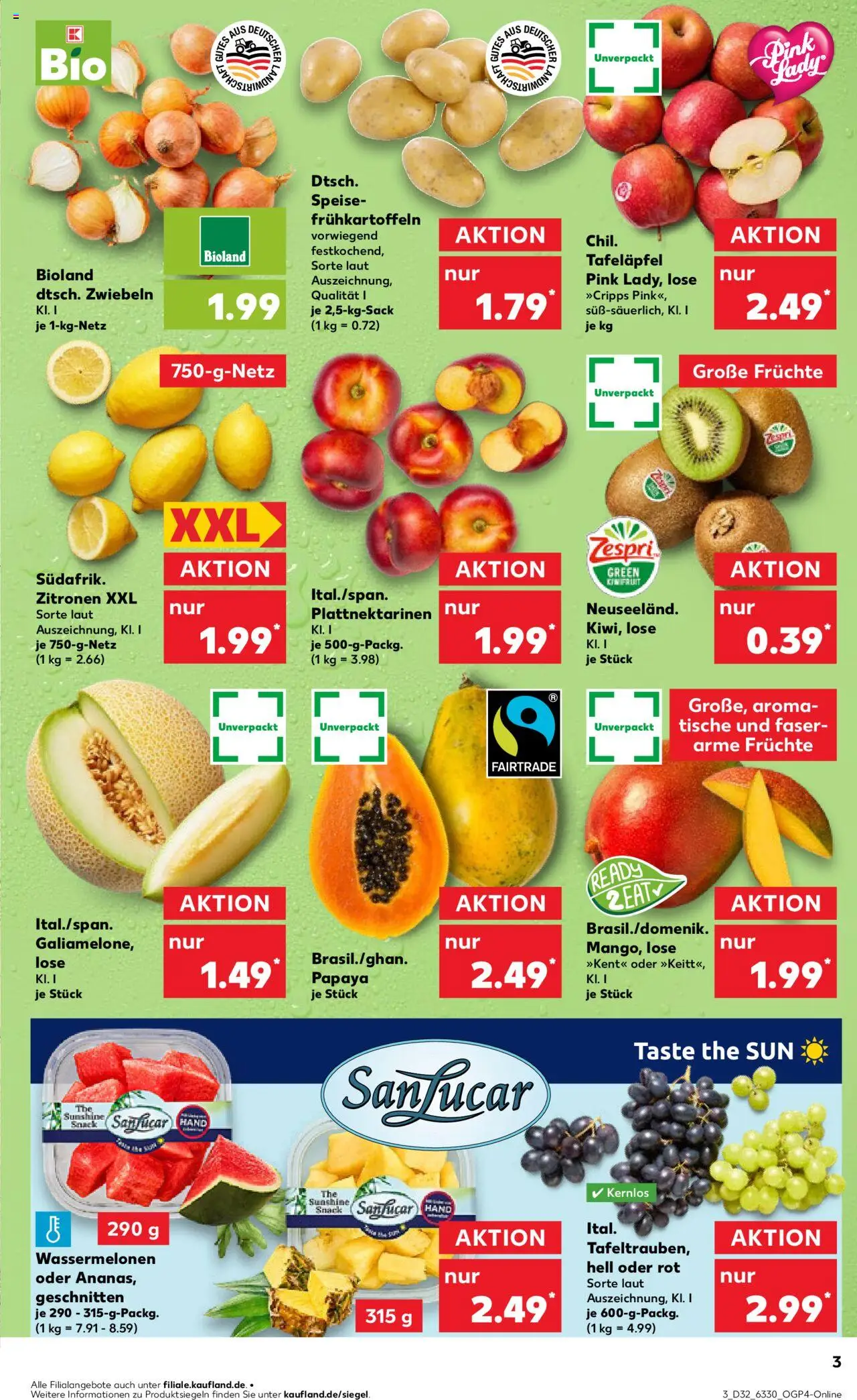 Kaufland prospekt Hamburg	 - gültig ab dem 07.08.2025 | Seite: 3 | Produkte: Apple, Zwiebeln, Kiwi, Zitronen