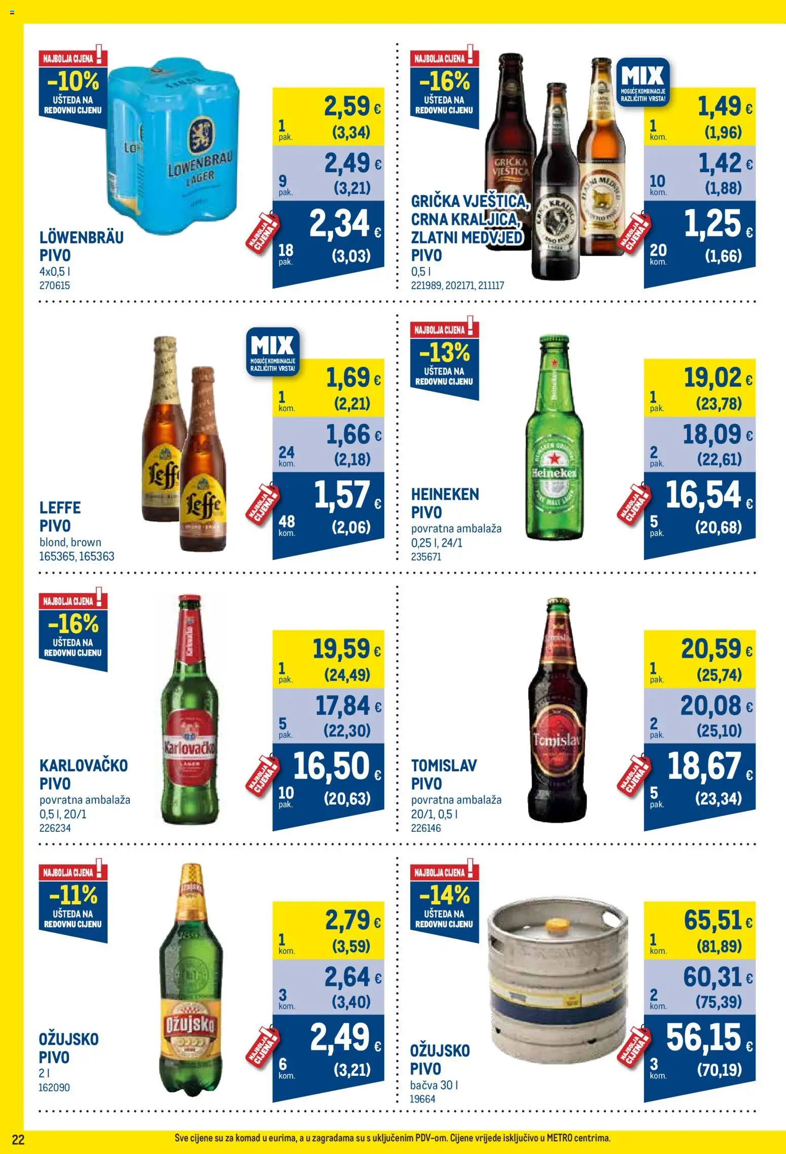 Metro katalog | vrijedi od 03.11.2025 | Stranica: 22 | Proizvodi: Karlovačko, Pivo, Heineken, Ožujsko
