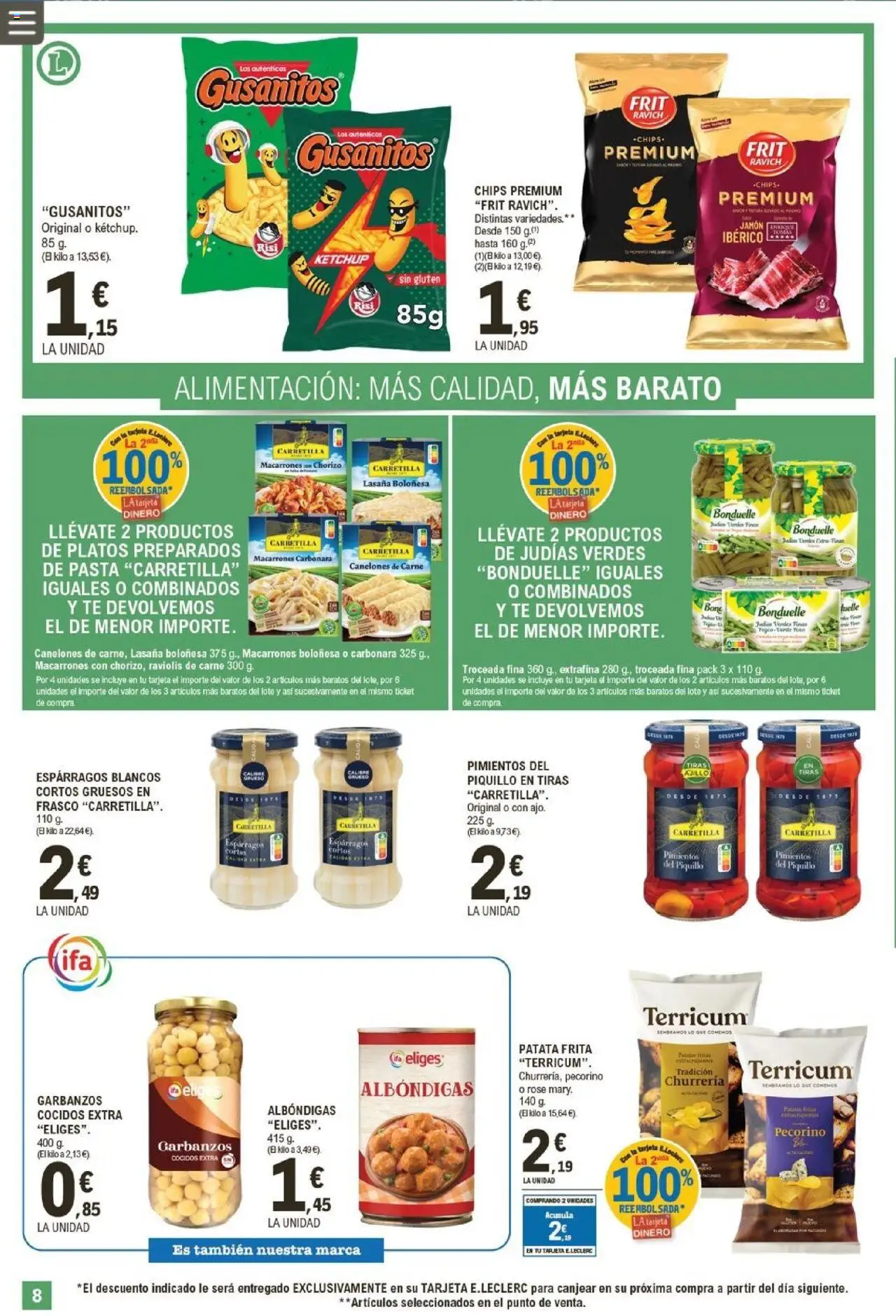 E.Leclerc folleto │ válido desde el 13.08.2025 | Página: 8 | Productos: Νερό καρύδας, Té, Lasaña, Canelones