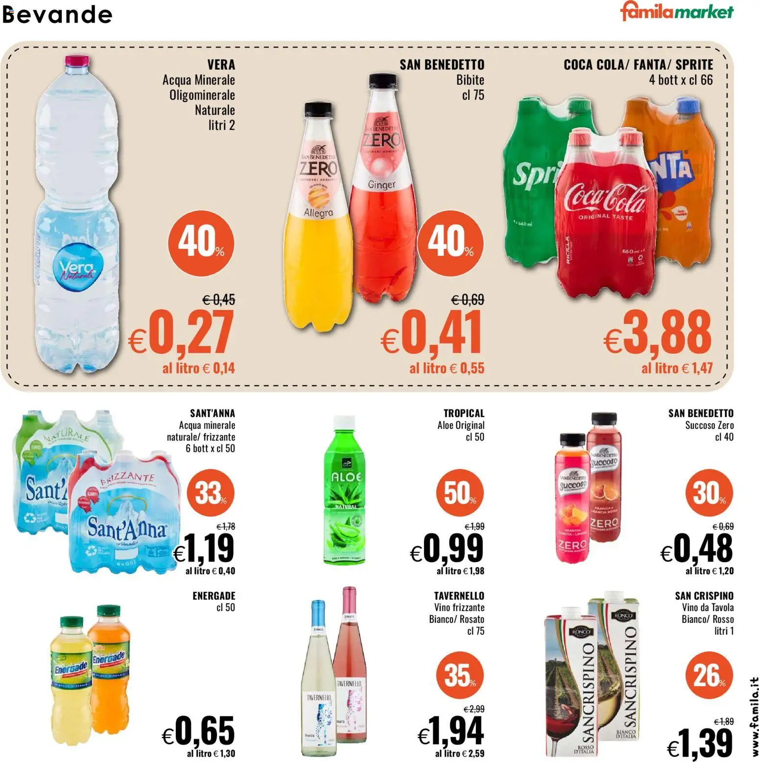 Volantino Famila del 05.03.2026 | Pagina: 15 | Prodotti: Acqua, Bibite, Arancia, Acqua minerale