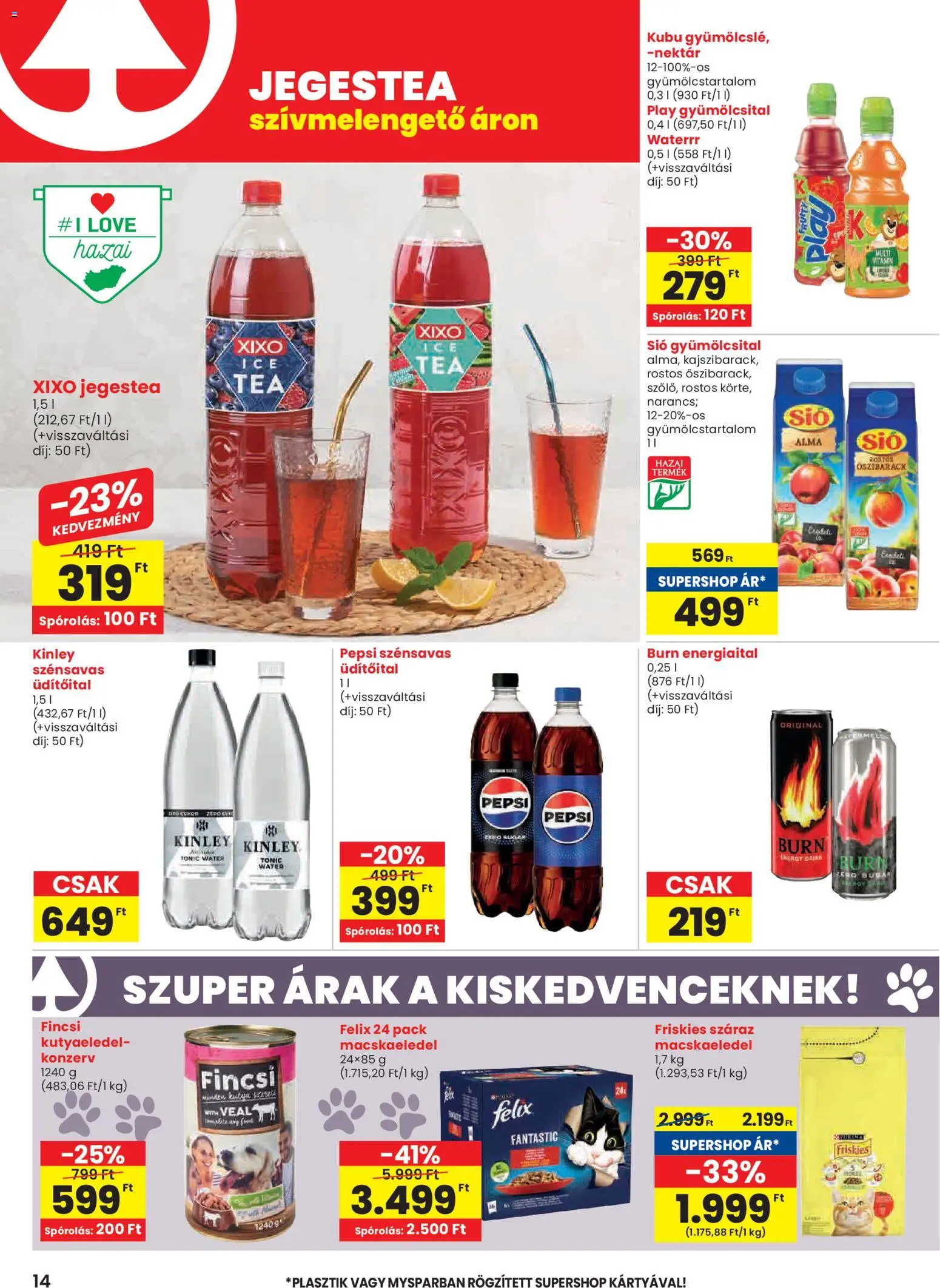 Spar akciós ujság - amely érvényes a következő dátumtól: 20.11.2025 | Oldal: 14 | Termékek: Tonic, Energiaital, Macskaeledel, Kutyaeledel