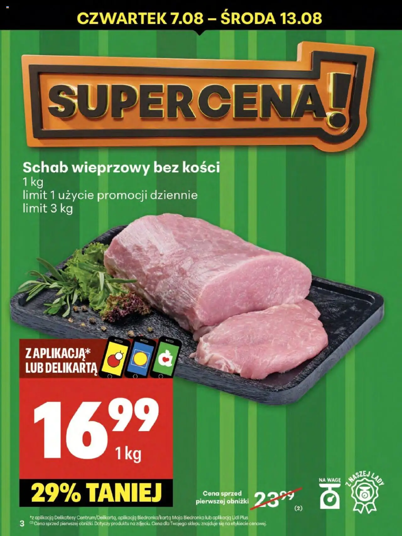 Delikatesy Centrum Gazetka od 07.08.2025 | Strona: 3 | Produkty: Schab, Schab wieprzowy, Schab wieprzowy bez kości, Delikatesy