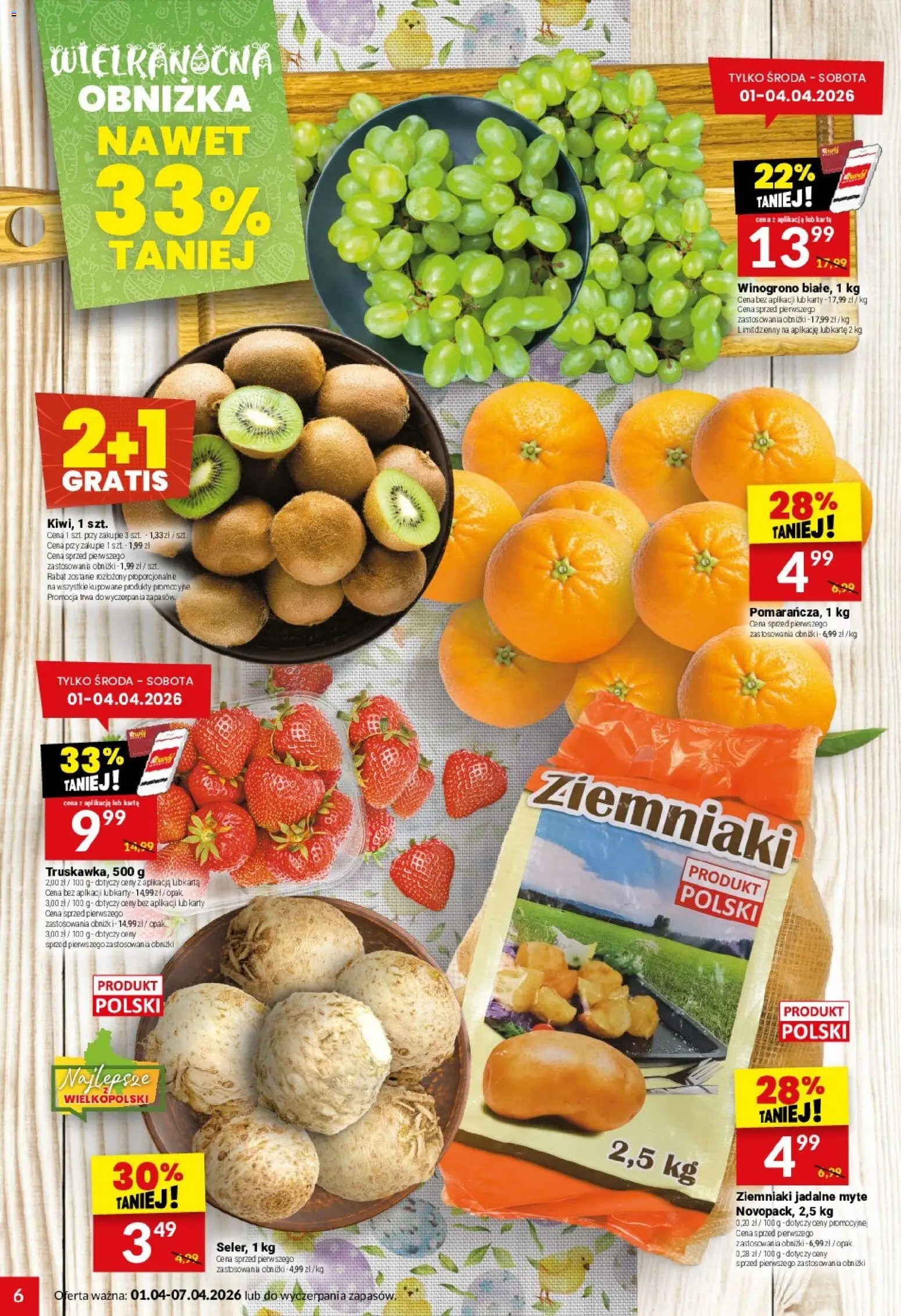 Twój Market gazetka od 01.04.2026 | Strona: 6 | Produkty: Karta, Winogrono, Ziemniaki