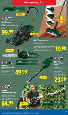 PARKSIDE Električna lančana pila, Komad. 2-ručna zaštitna sklopka s Quick Stop funkcijom brzog zaustavljanja. Automatsko podmazivanje lanca - Pregled kataloga iz trgovine Lidl, vrijedi od 30.03.2026 | Stranica: 47