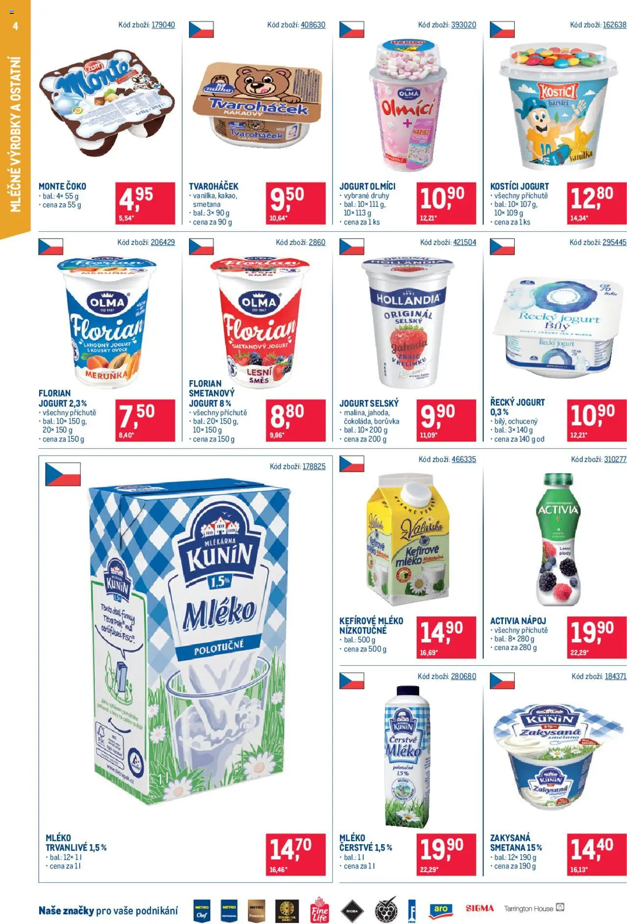 Makro leták - Maloobchod od 13.08.2025 | Strana: 4 | Produkty: Mléko polotučné, Smetanový jogurt, Haribo, Smetana