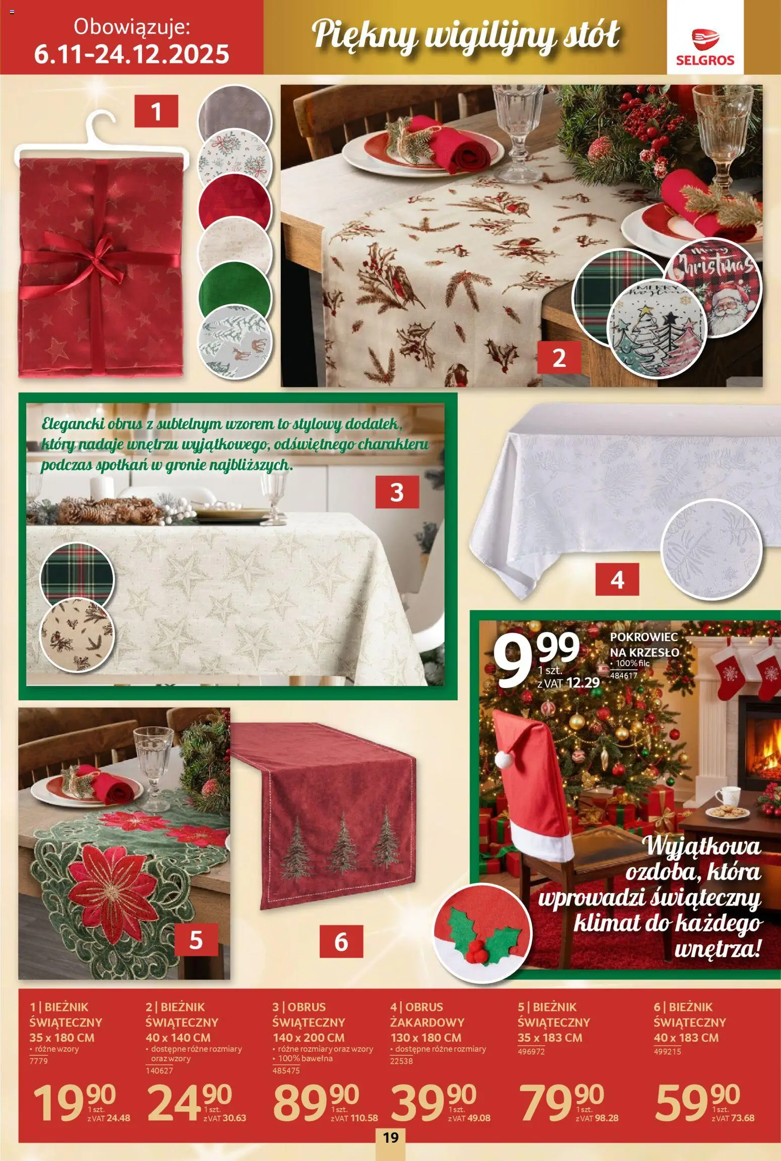 Selgros cash&carry Gazetka - Boże Narodzenie od 06.11.2025 | Strona: 19 | Produkty: Stół, Krzesło
