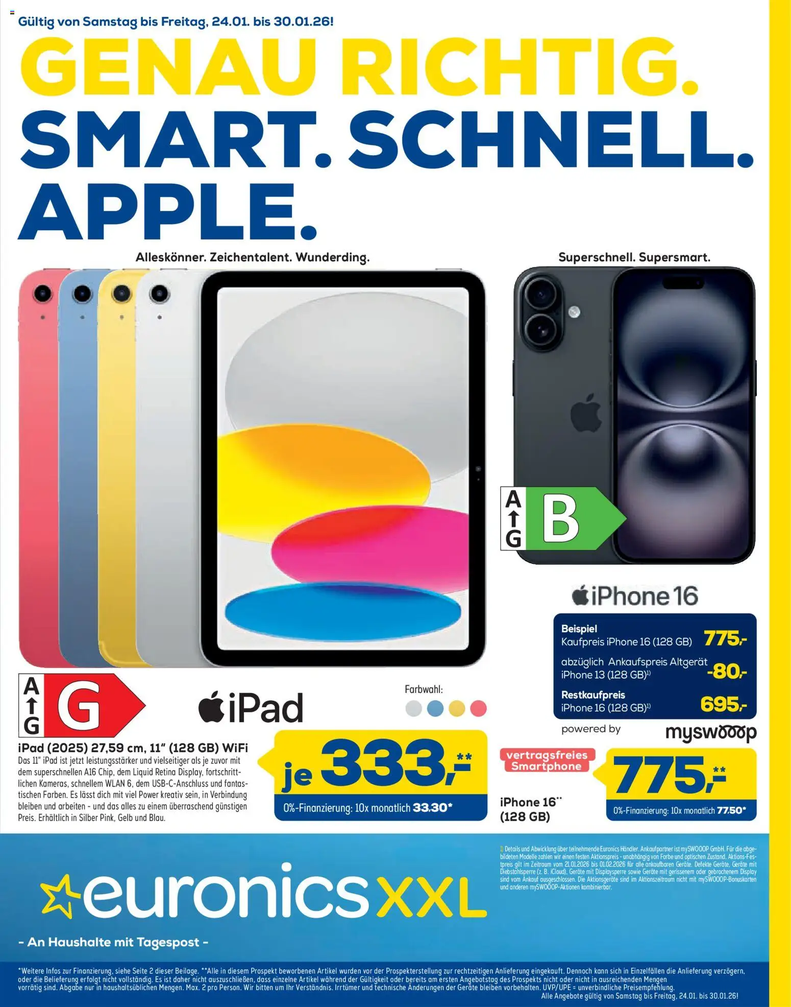 Euronics Prospekt 	 – gültig ab 24.01.2026 | Seite: 1 | Produkte: Ipad, Iphone, Smartphone