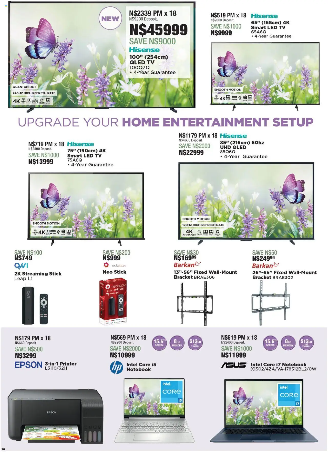 House and Home - Namibia Catalogue │ valid from 18.08.2025 | Page: 14 | Products: Notebook, Printer, TV