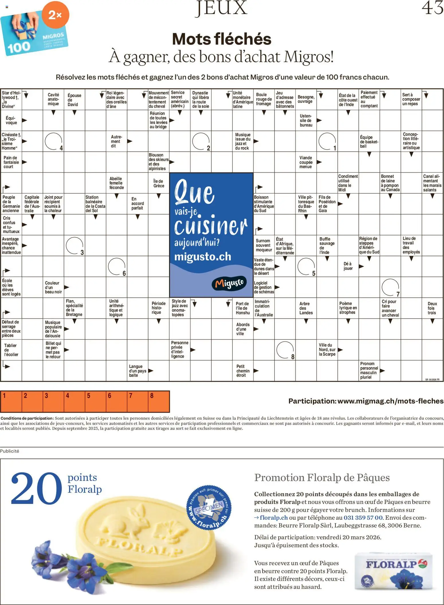 Migros Magazin FR – gültig ab 18.02.2026 | Seite: 43 | Produkte: Rock, Mars, Rouge, Butter