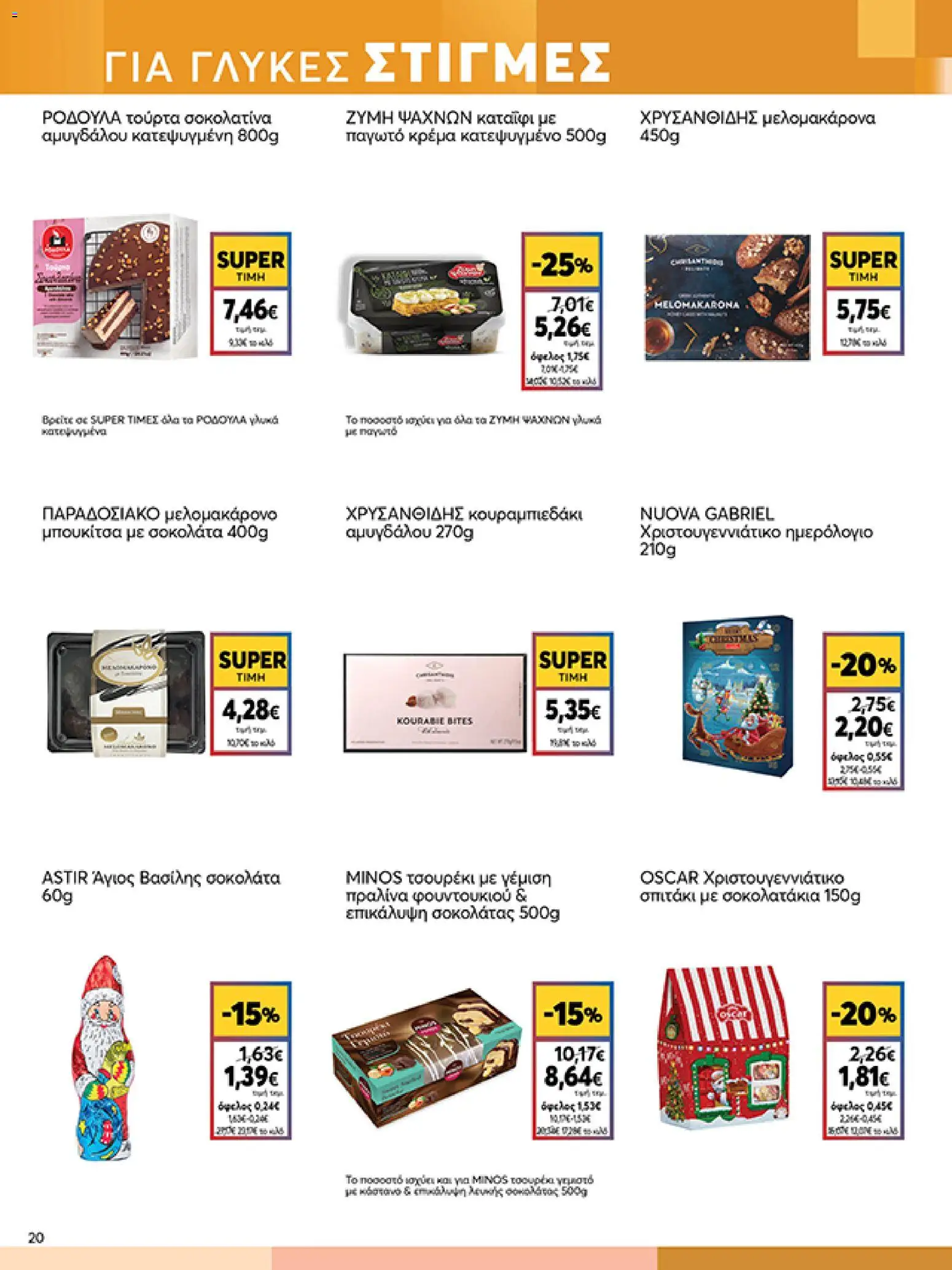  | Σελίδα: 20 | Προϊόντα: Σοκολάτα, Παγωτό, Μελομακάρονα, Κρέμα