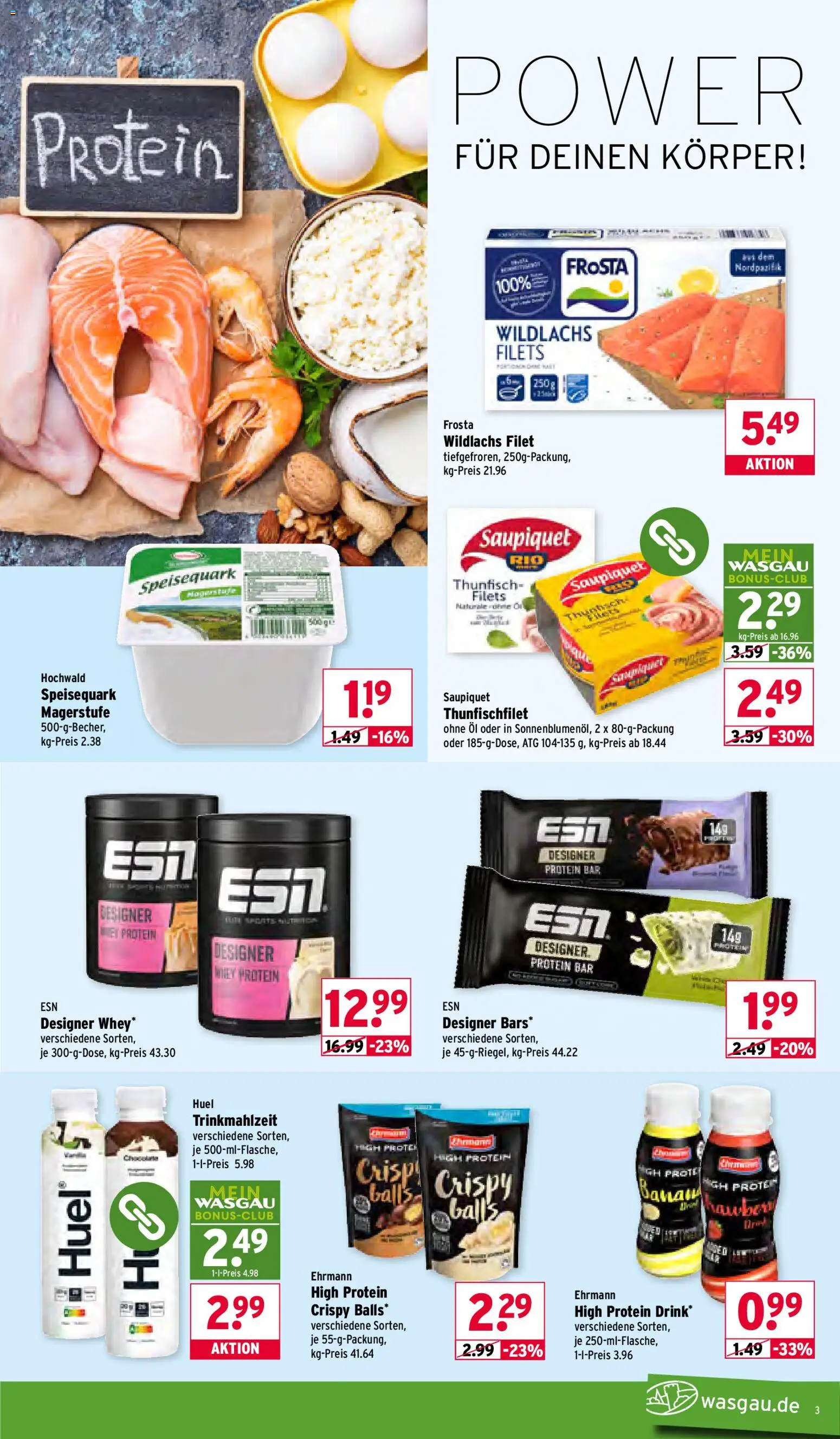 Wasgau Prospekt 	 – gültig ab 12.01.2026 | Seite: 3 | Produkte: Öl, Thunfisch, Frosta, Speisequark