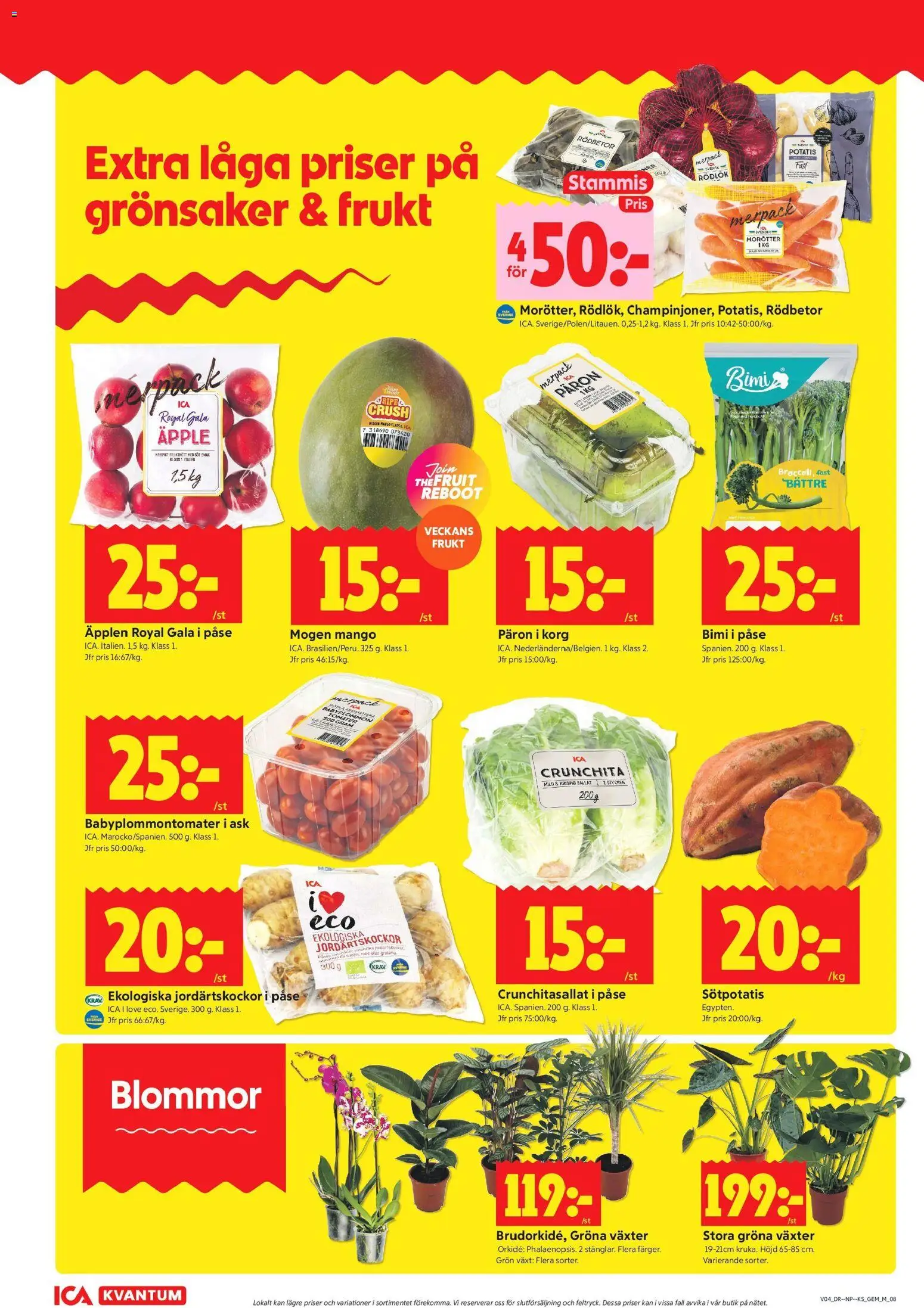 ICA Kvantum reklamblad aktuell från 19.01.2026 | Sida: 10 | Produkter: Rödlök, Äpplen, Sötpotatis, Mango