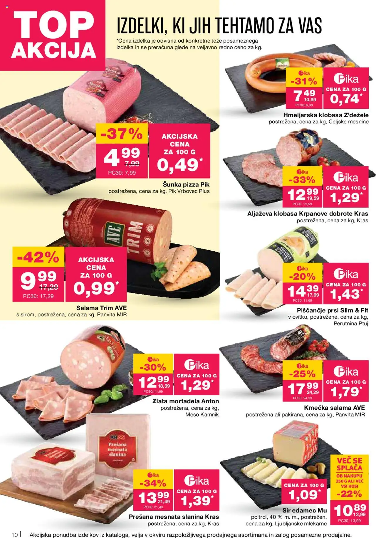 Mercator katalog │ velja od 21.08.2025 | Stran: 10 | Izdelki: Edamec, Slanina, Sir, Sunka