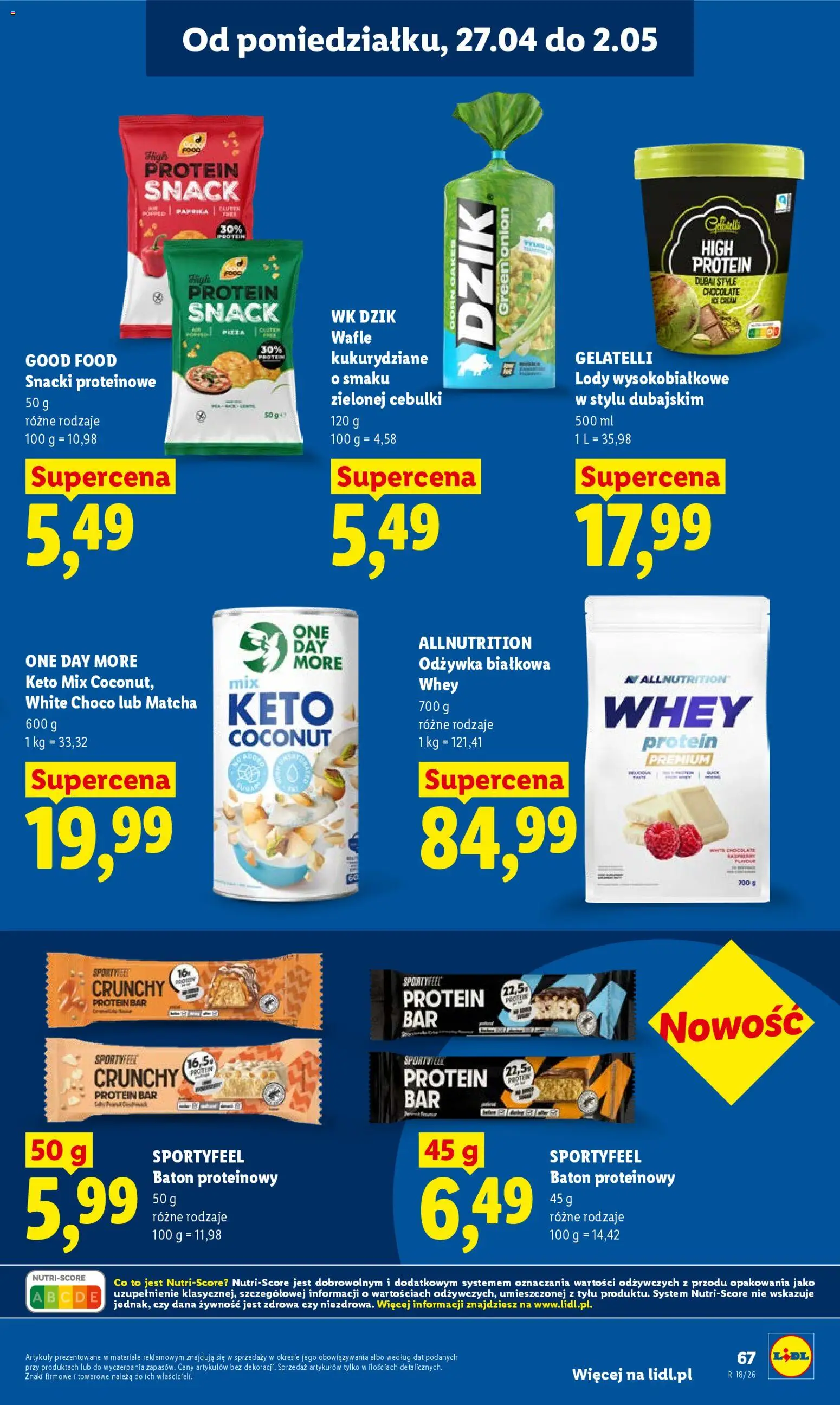 Lidl Polsko leták od 27.04.2026 | Strana: 67 | Produkty: Pizza, Protein bar, Matcha, Gelatelli