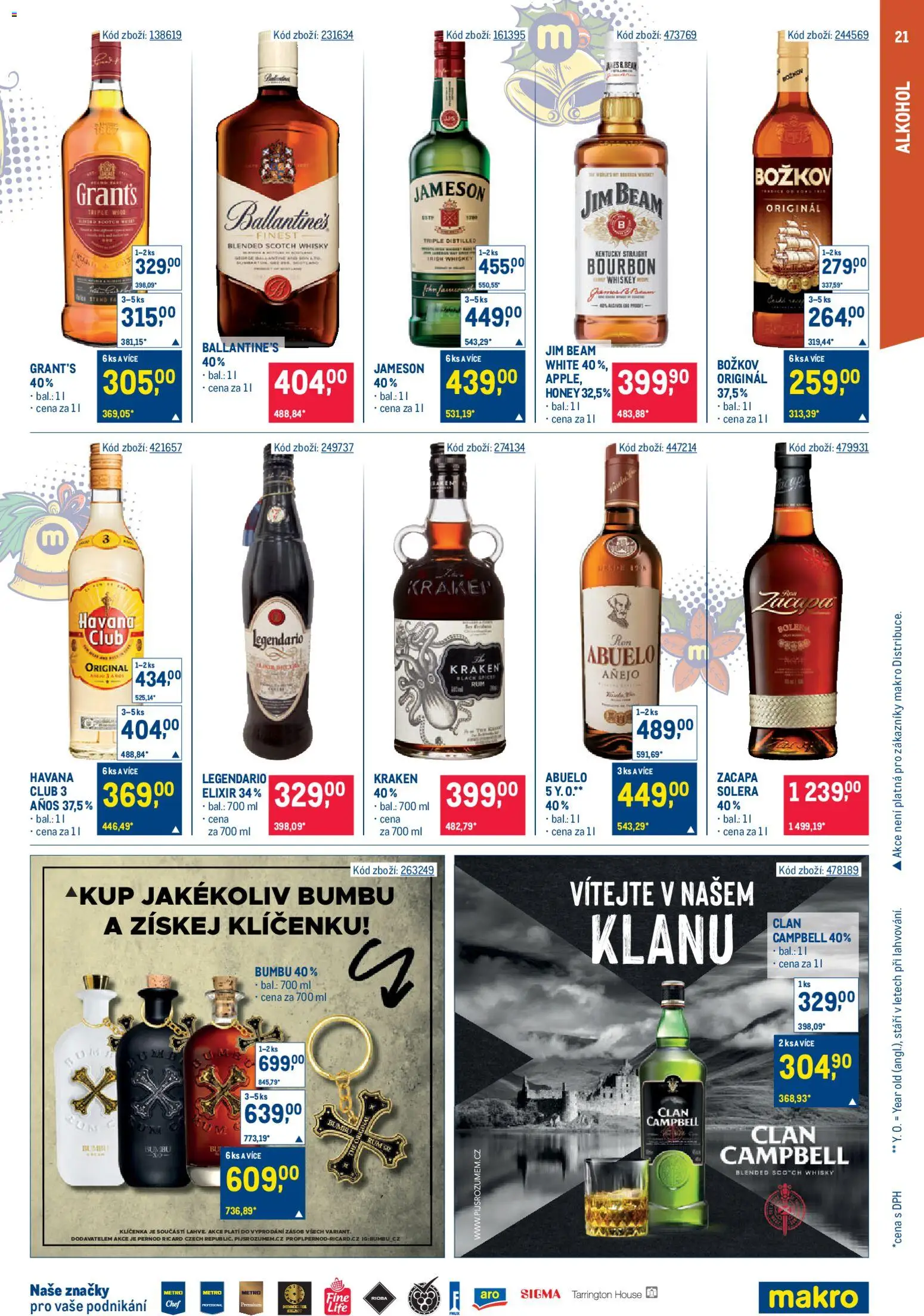 Makro leták - Gastronomie od 19.11.2025 | Strana: 21 | Produkty: Bourbon, Whisky, Božkov originál, Zacapa