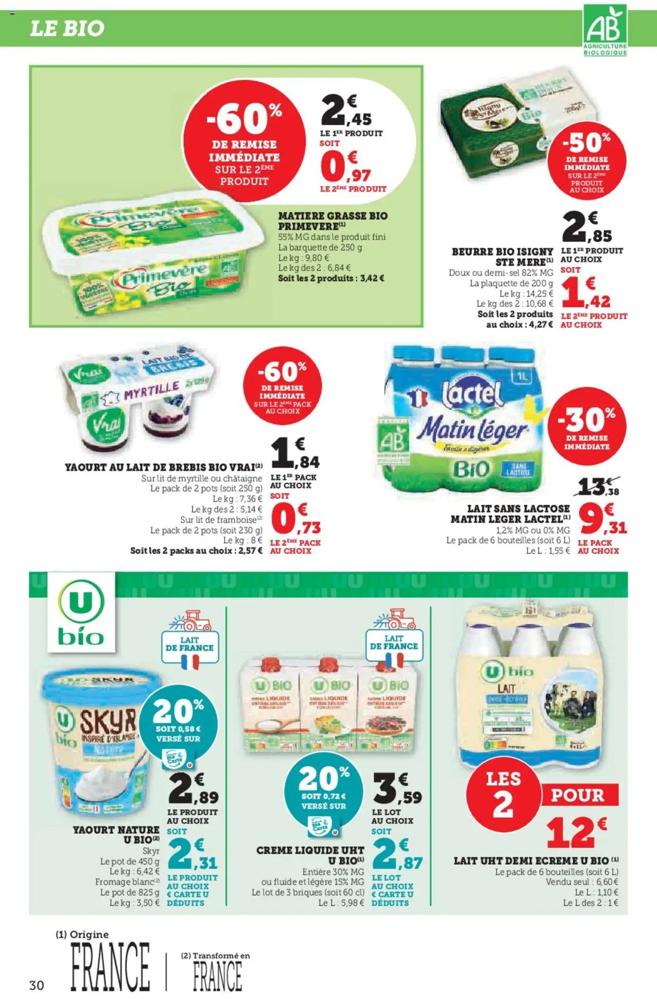  | Page: 30 | Produits: Lait uht demi ecreme, Briques, Crème liquide, Yaourt