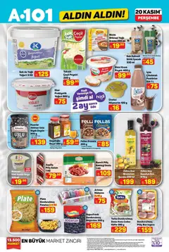 20.11.2025 tarihinden itibaren geçerli olan A101 kataloğu önizlemesi | Sayfa: 2 | Ürünler: Süt, Peynir, Fındık, Piliç