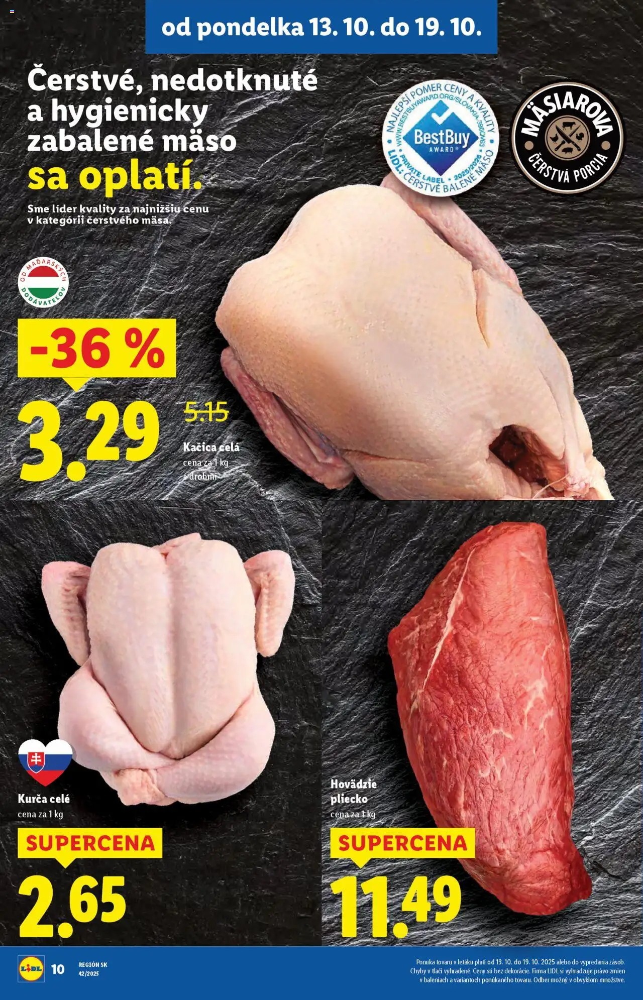 Nové Lidl akcie – leták je platný od 13.10.2025 | Strana: 12 | Produkty: Kačica, Kurča