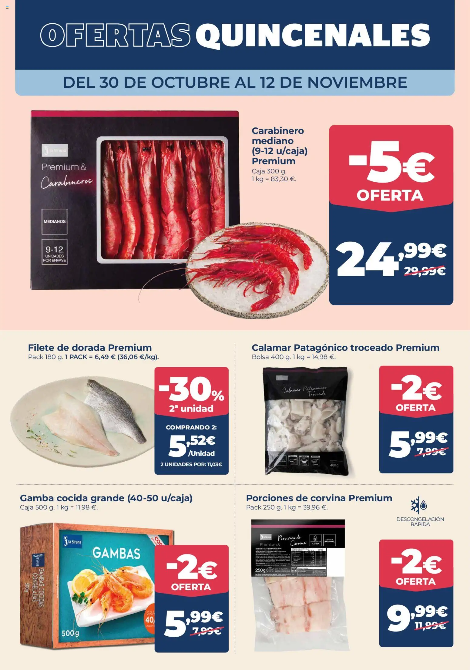 La Sirena folleto │ válido desde el 30.10.2025 | Página: 2 | Productos: Bolsa, Filete, Caja, Gamba